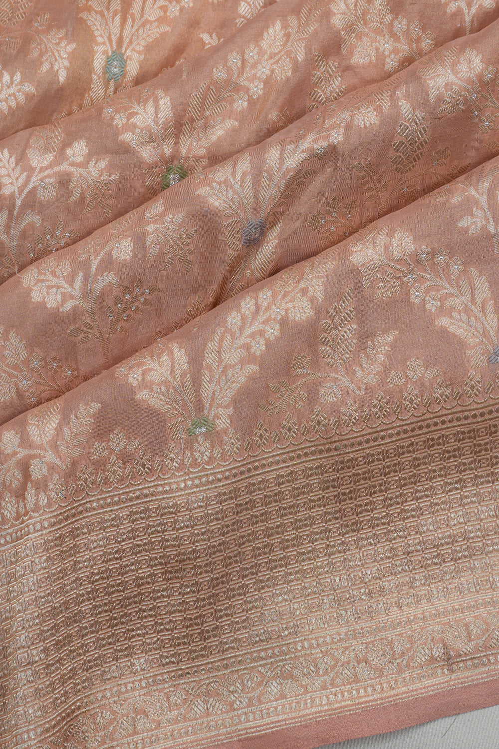 Vaanya Banaras Silk Brocade Peach Saree