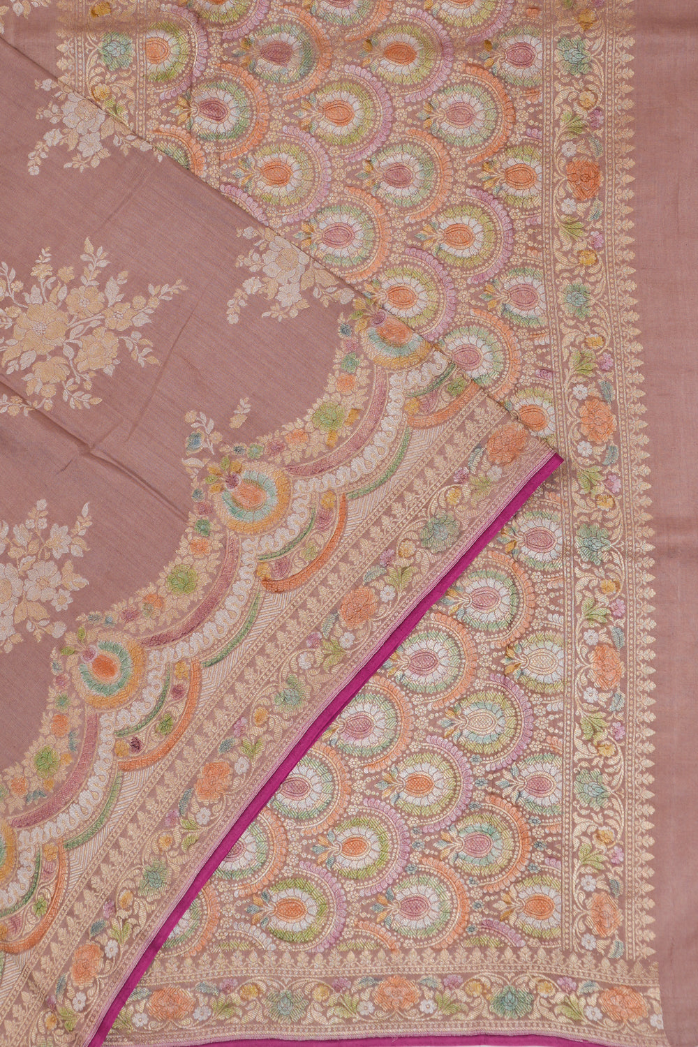 Vaanya Banaras Silk Brocade Pink Saree