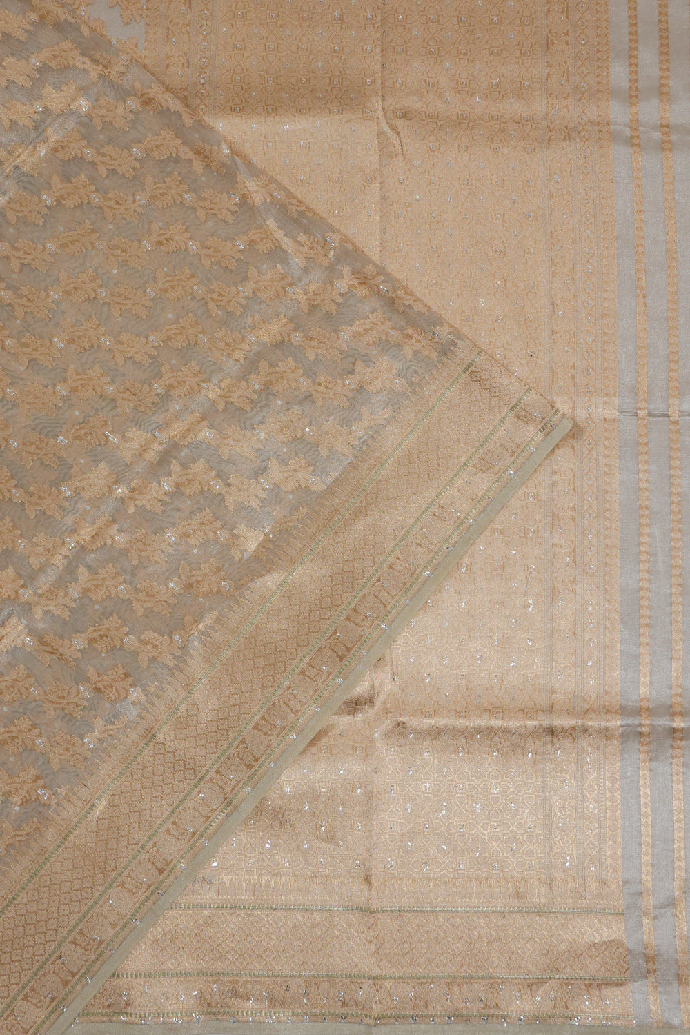 Vaanya Banaras Silk Brocade Grey Saree
