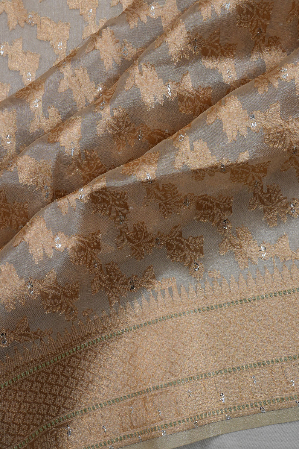 Vaanya Banaras Silk Brocade Grey Saree