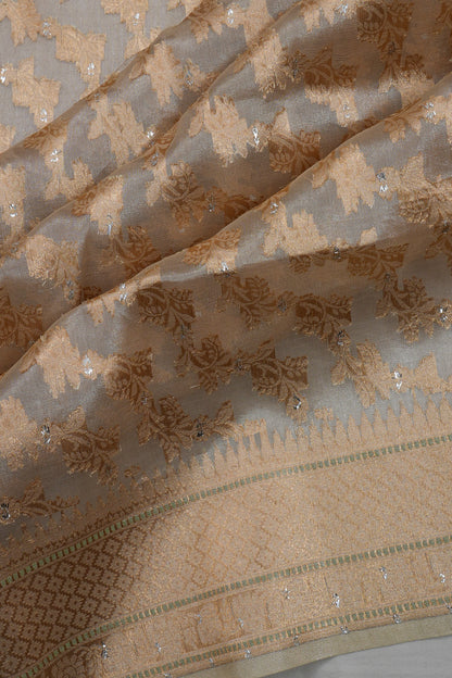 Vaanya Banaras Silk Brocade Grey Saree
