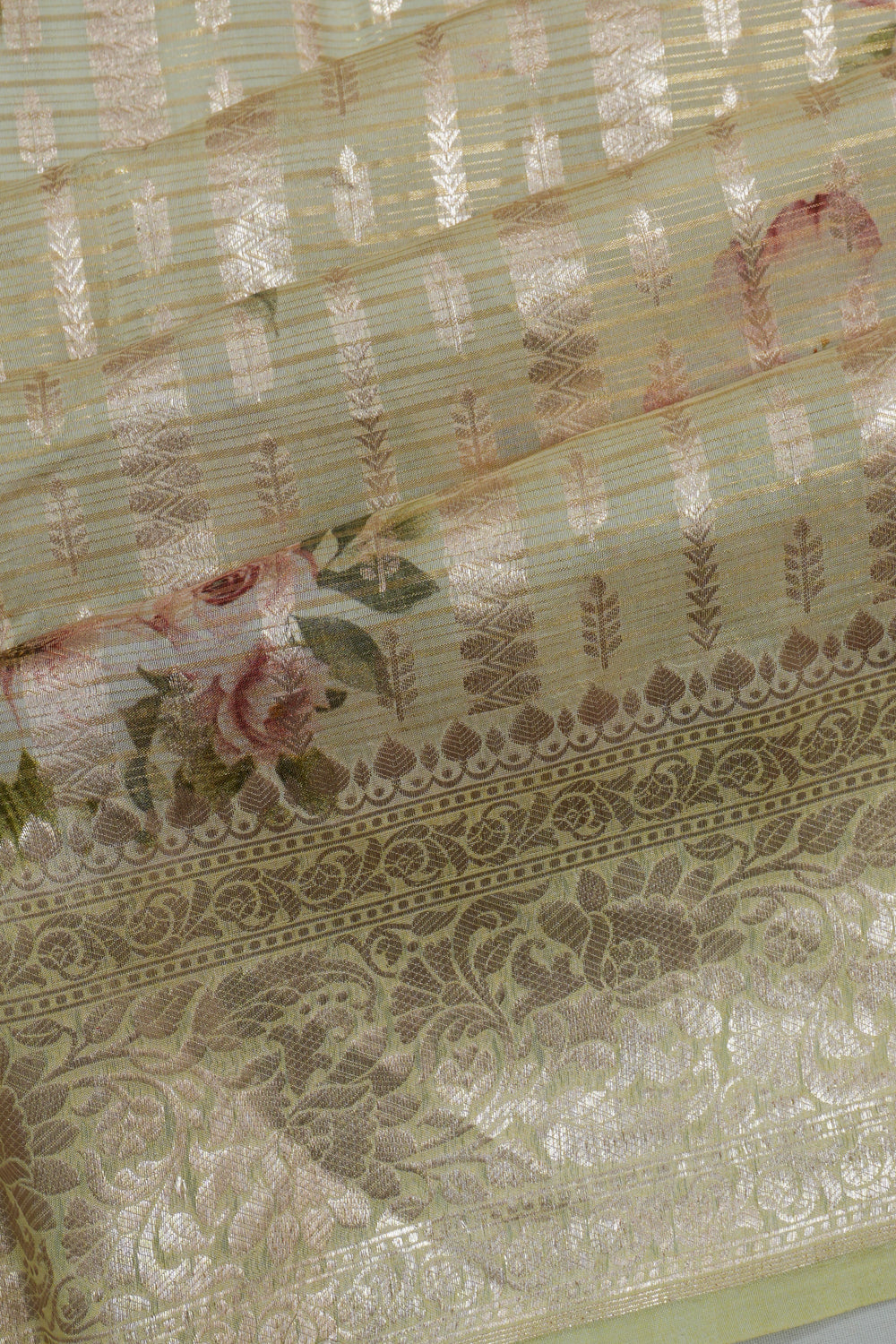 Vaanya Banaras Silk Brocade Light Green Saree