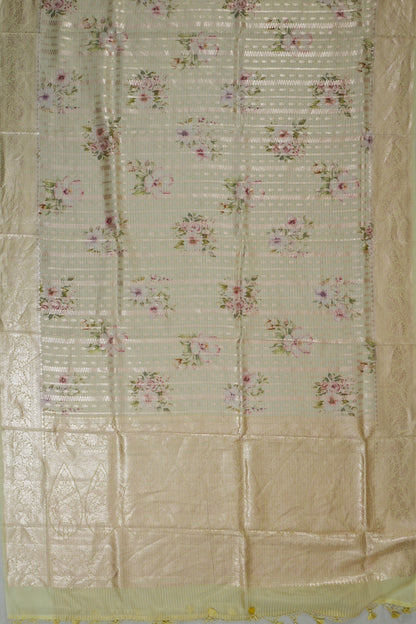 Vaanya Banaras Silk Brocade Light Green Saree