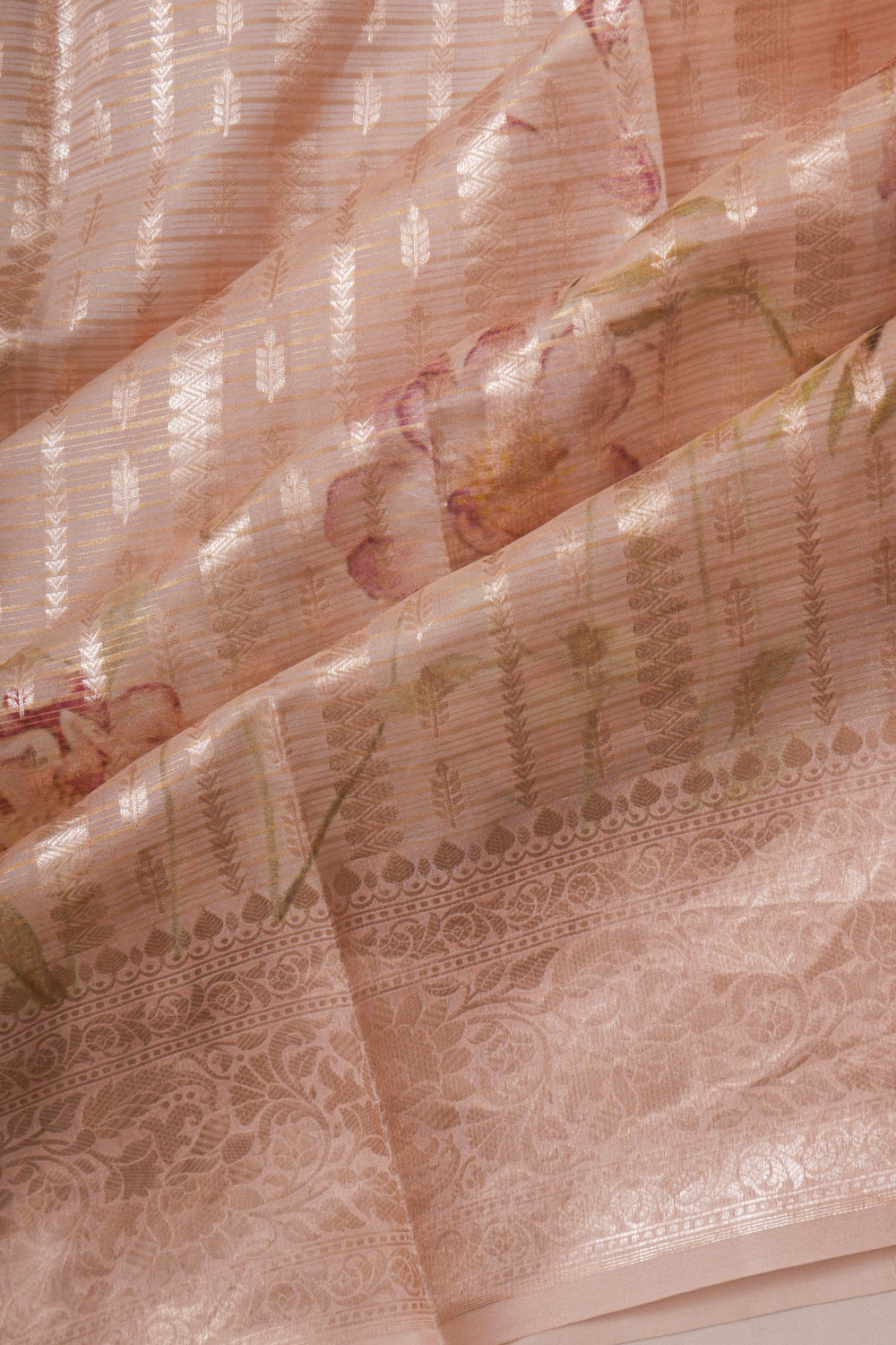 Organza Printed Peach Saree