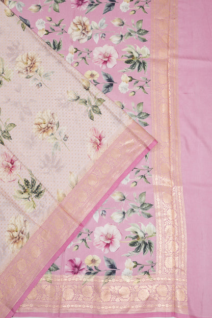 Vaanya Banaras Silk Brocade White Saree