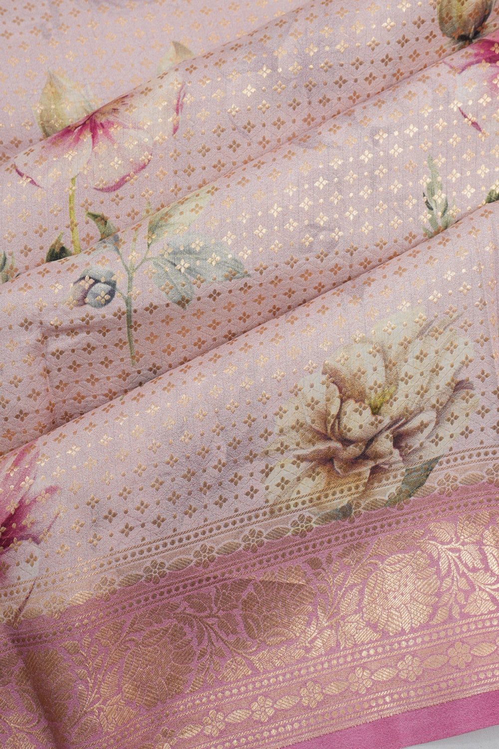 Vaanya Banaras Silk Brocade White Saree