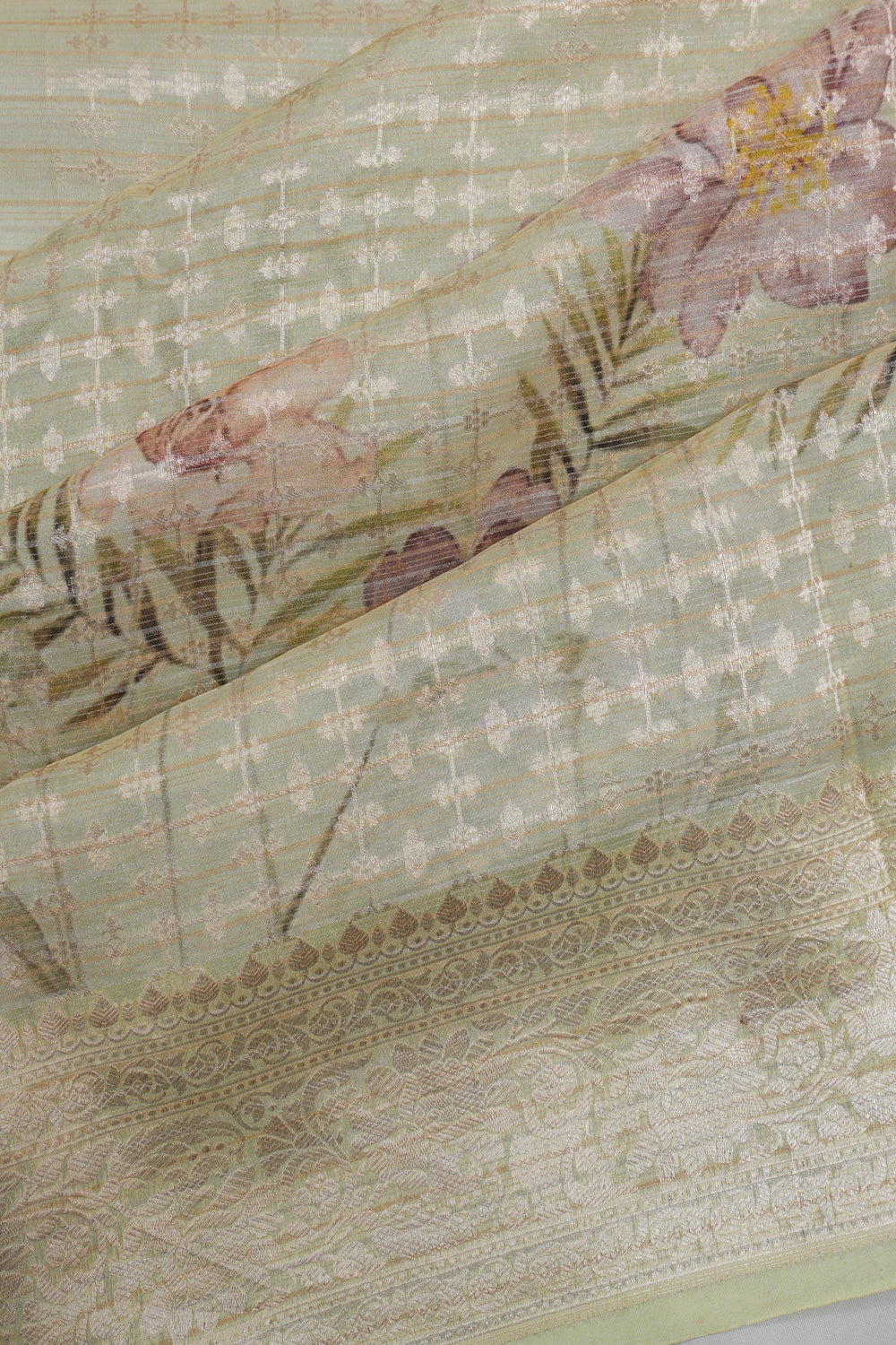 Vaanya Banaras Silk Brocade Light Green Saree