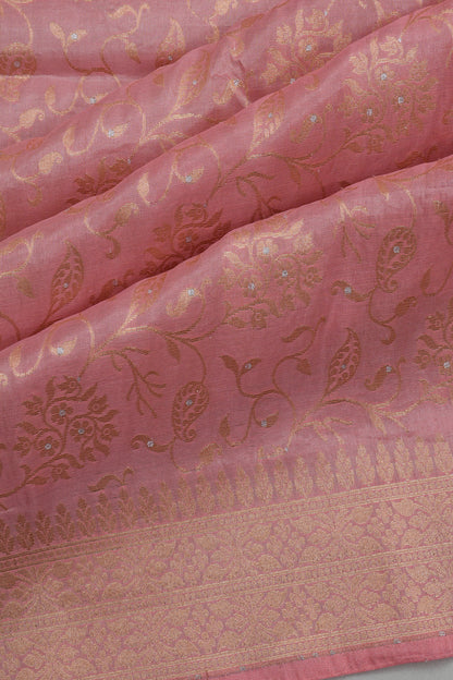 Vaanya Banaras Silk Brocade Pink Saree