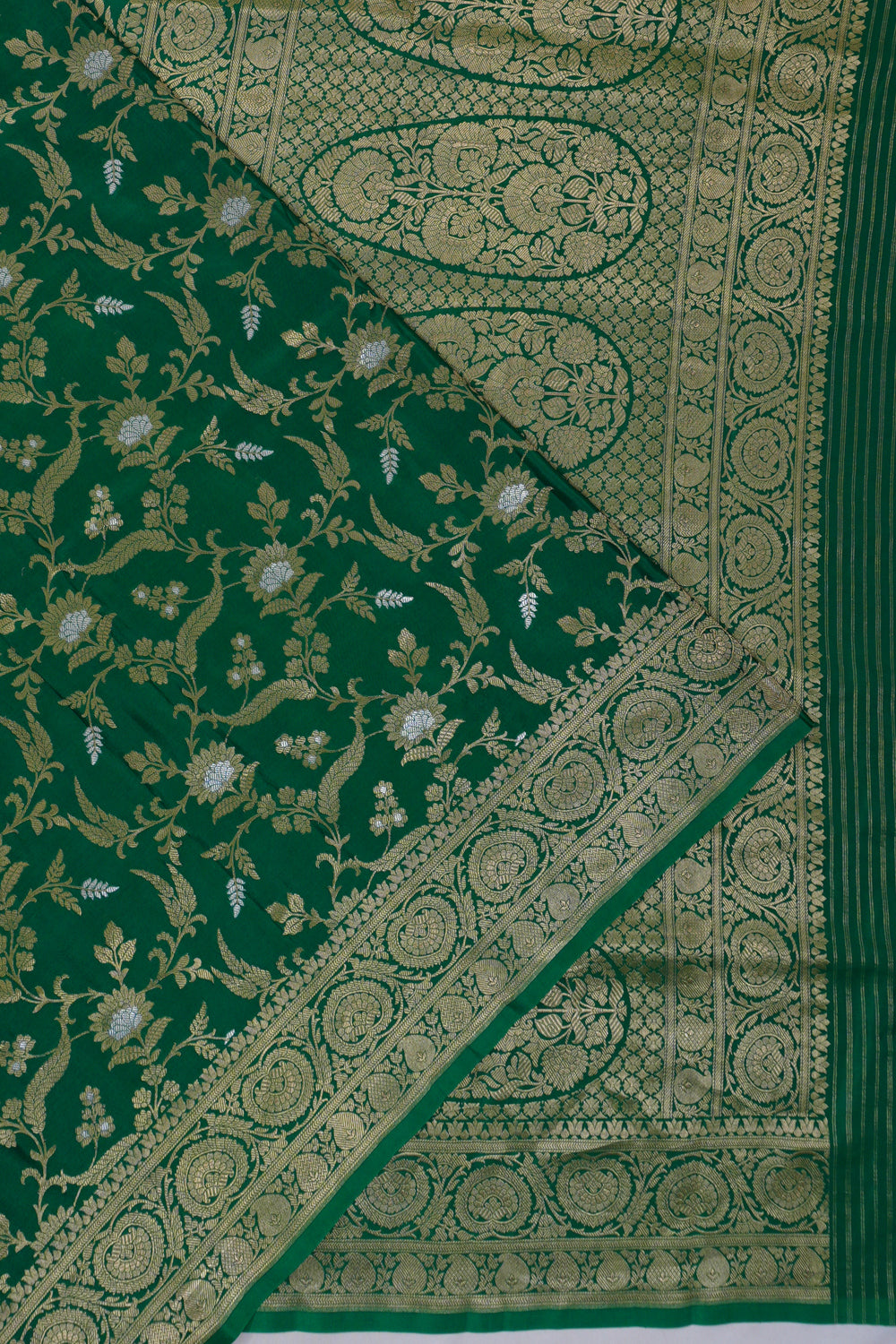 Vaanya Banaras Silk Brocade Green Saree