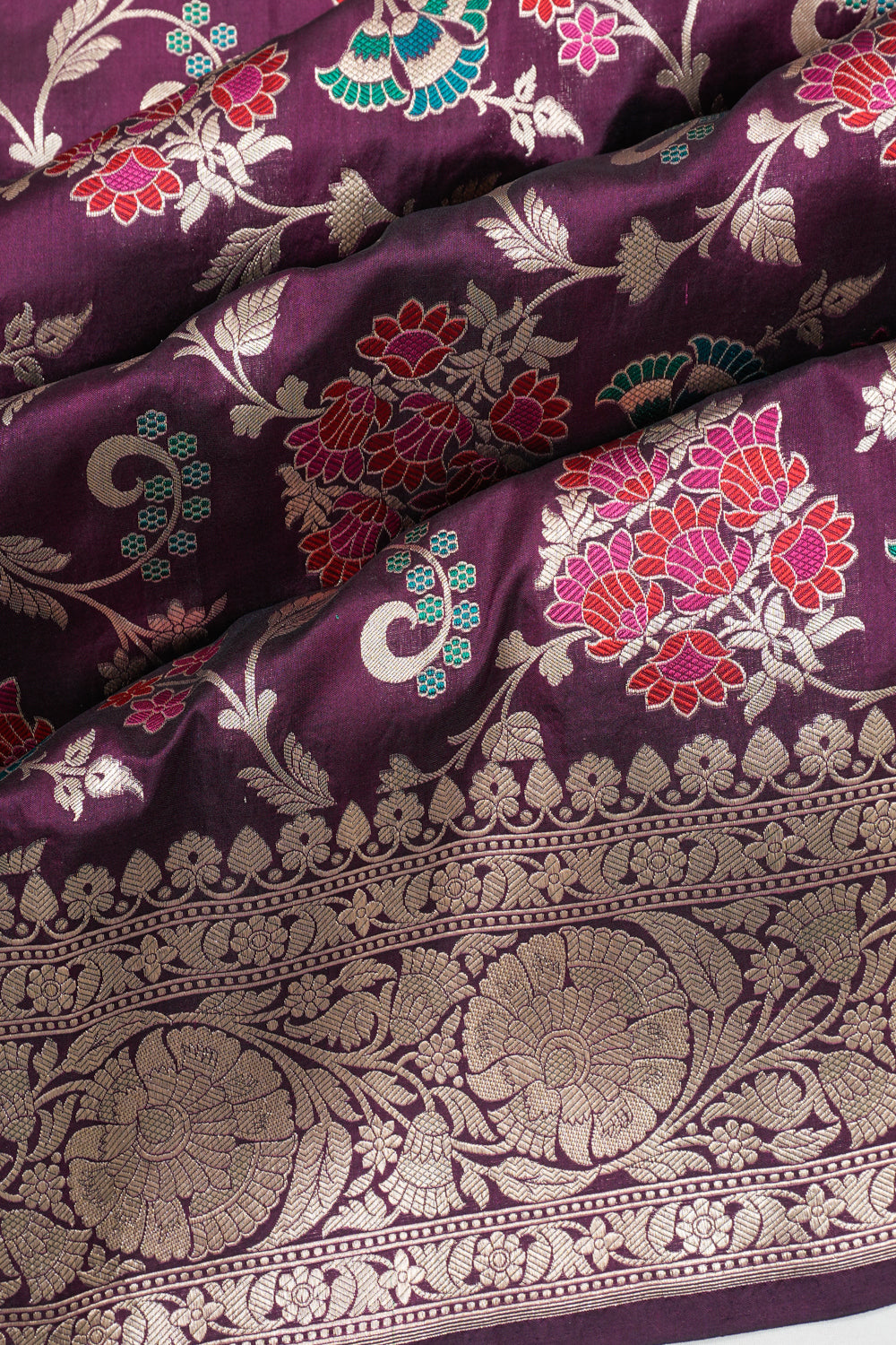 Vaanya Banaras Silk Jaal Deep Purple Saree