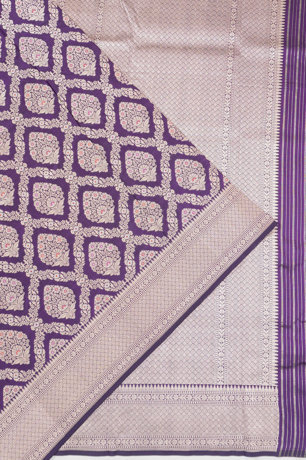 Vaanya Banaras Silk Jaal And Butta Purple Saree
