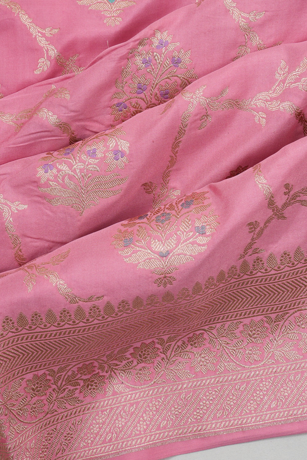 Vaanya Banaras Silk Brocade Pink Saree