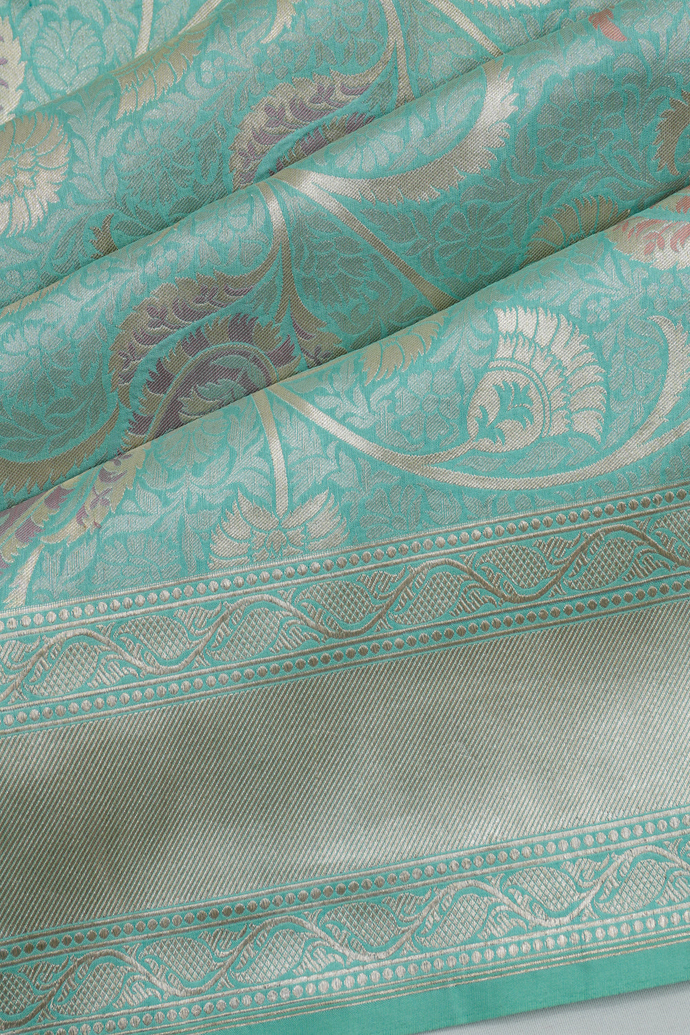 Vaanya Banaras Silk Brocade Sage Blue Saree