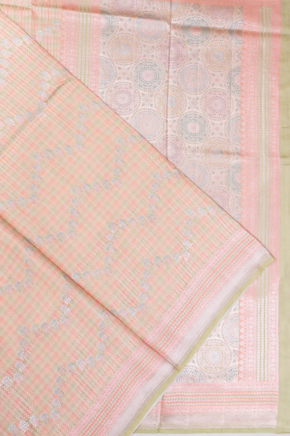 Vaanya Banaras Silk Brocade Peach Saree