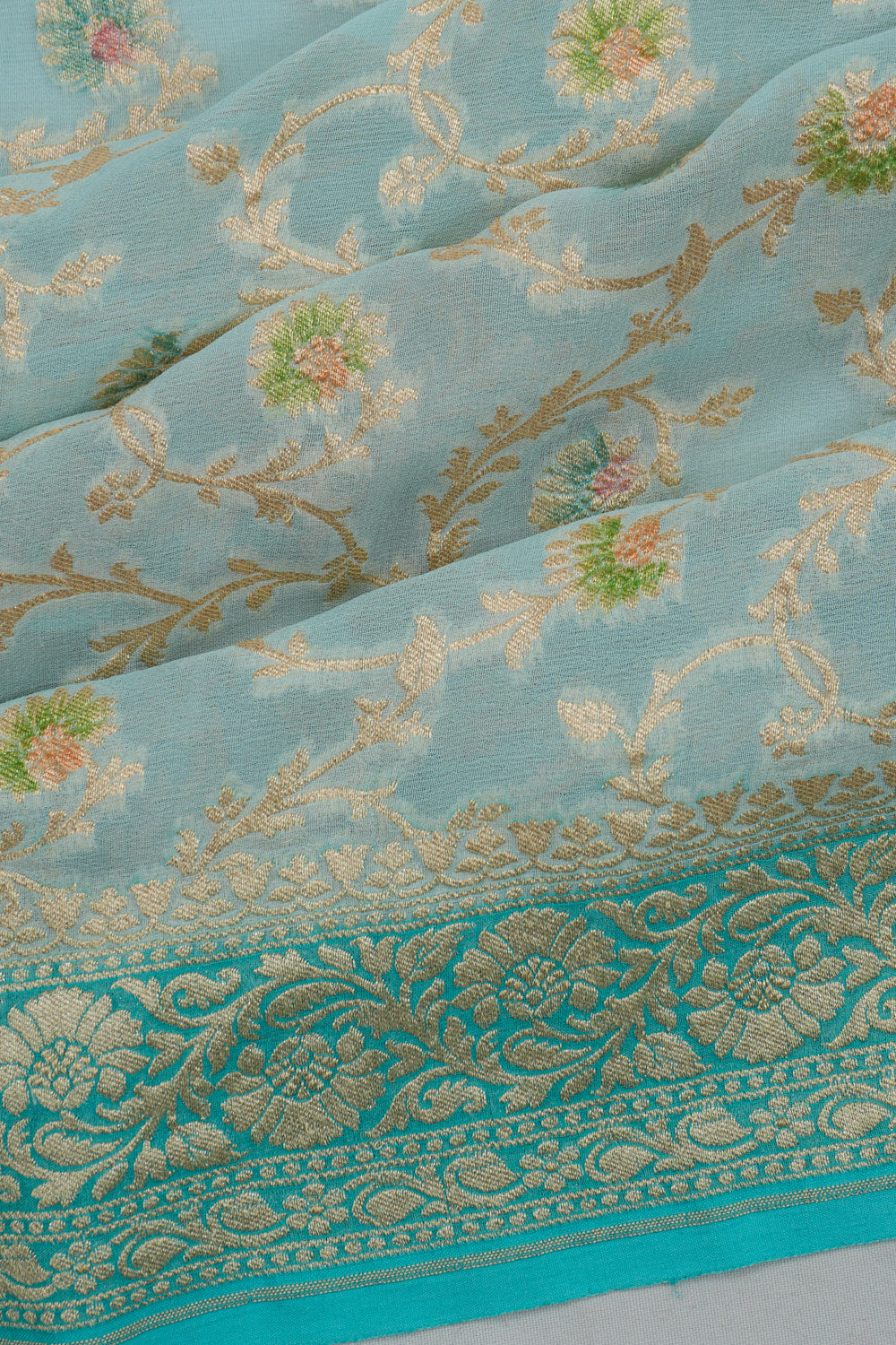 Vaanya Banaras Georgette Brocade Blue Saree