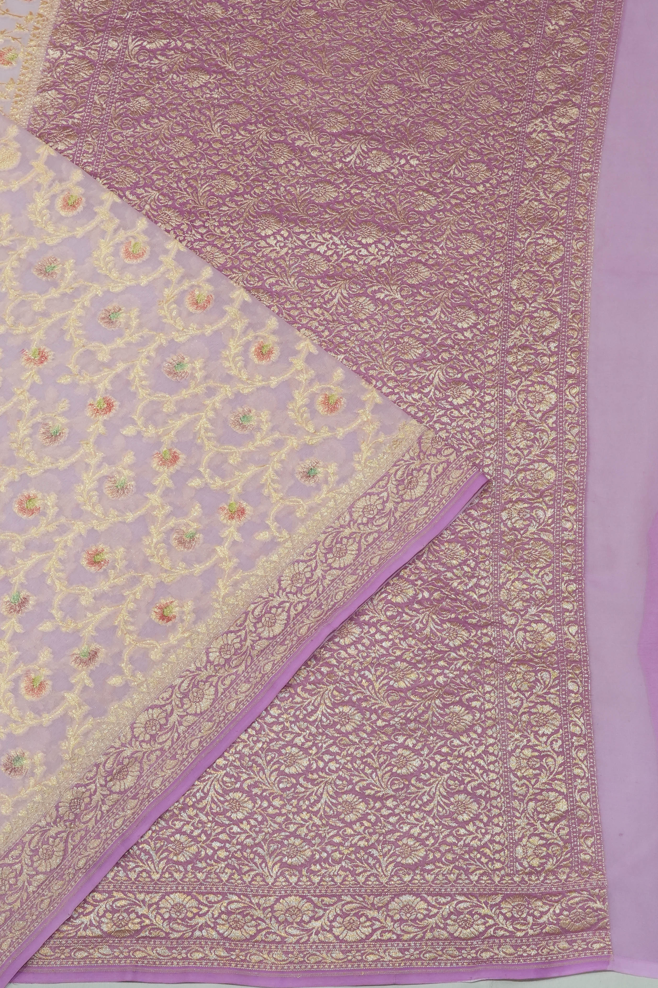 Vaanya Banaras Georgette Brocade Lavender Saree