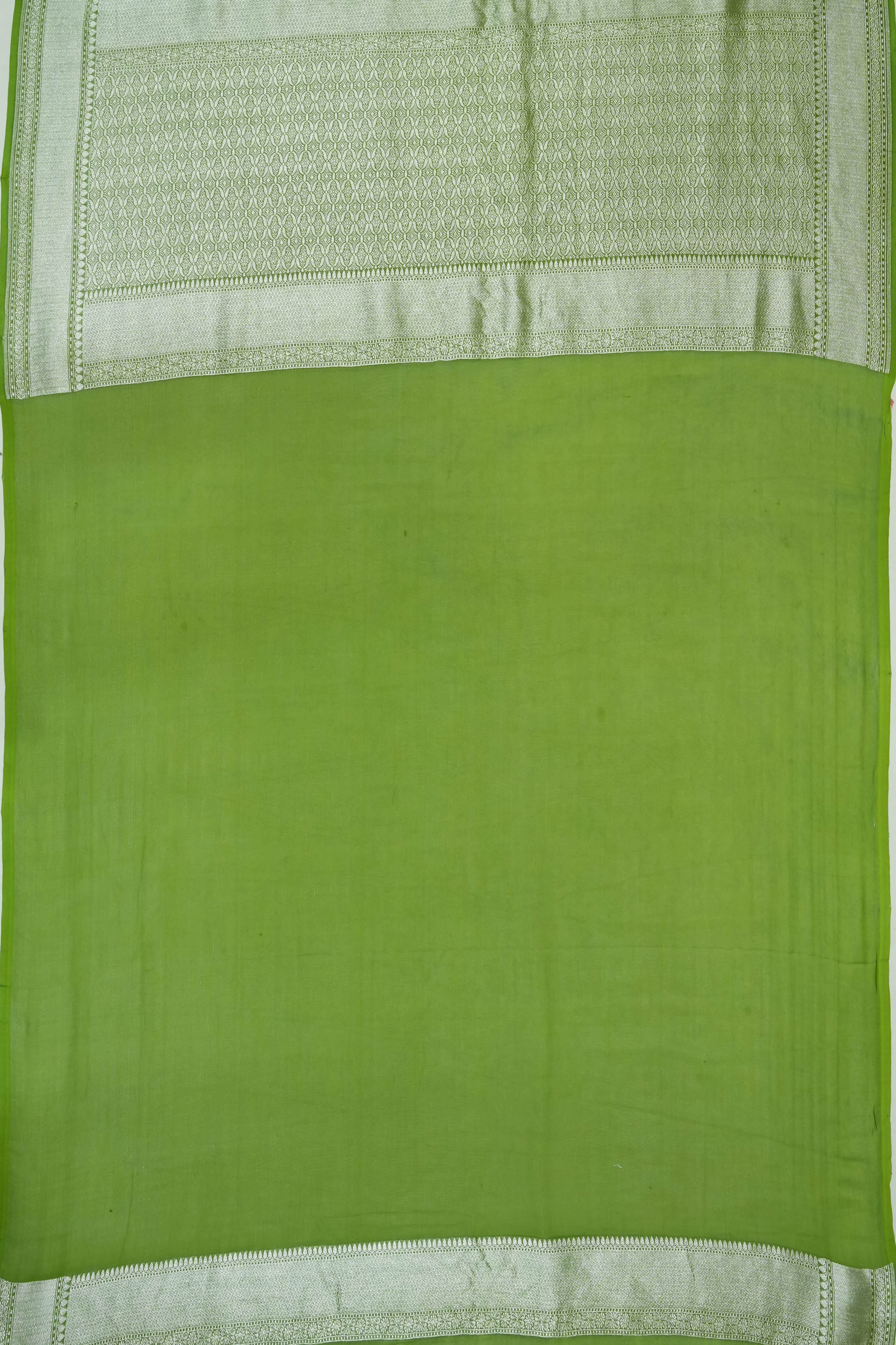 Vaanya Banaras Georgette Brocade Green Saree