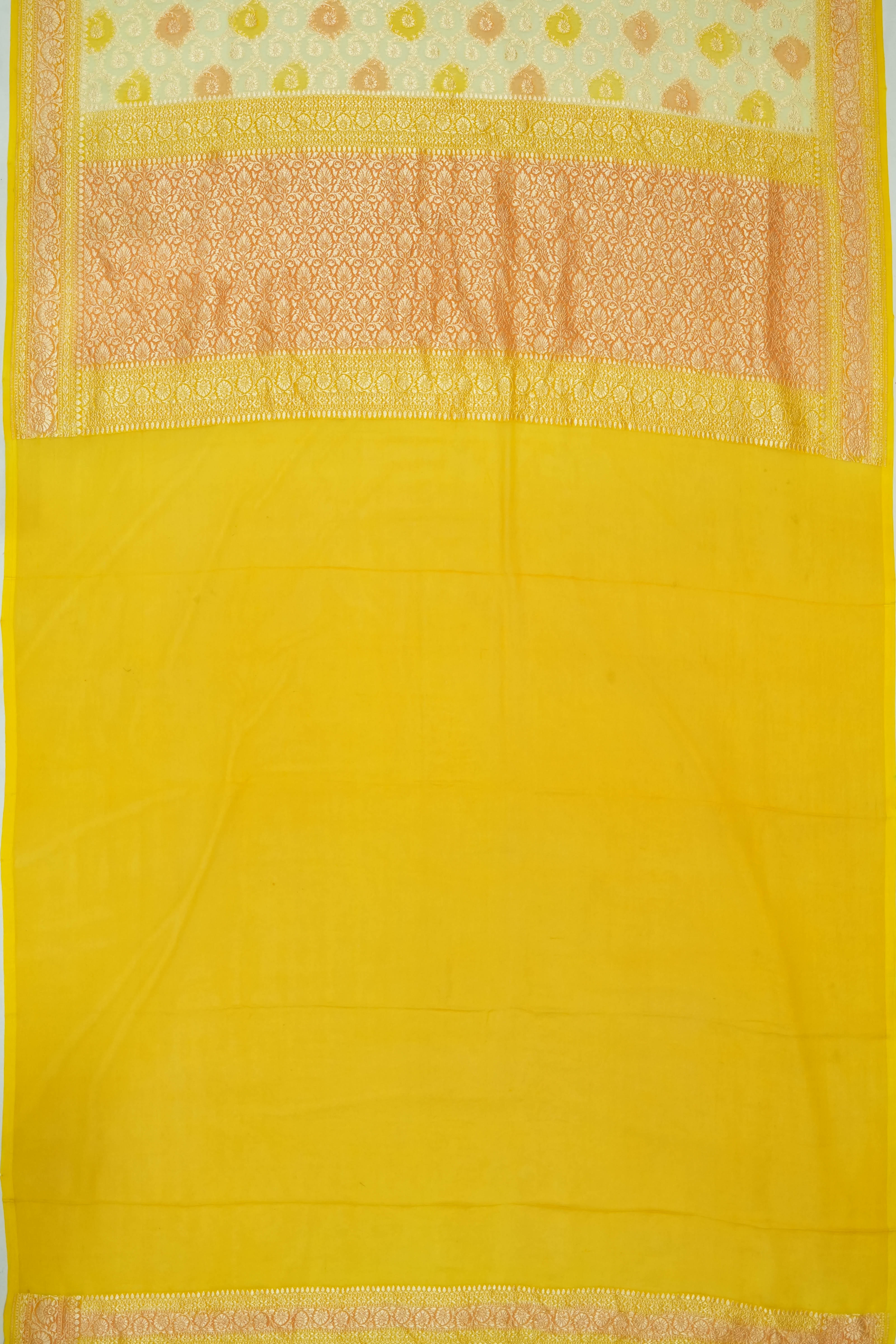 Vaanya Banaras Georgette Brocade Yellow Saree