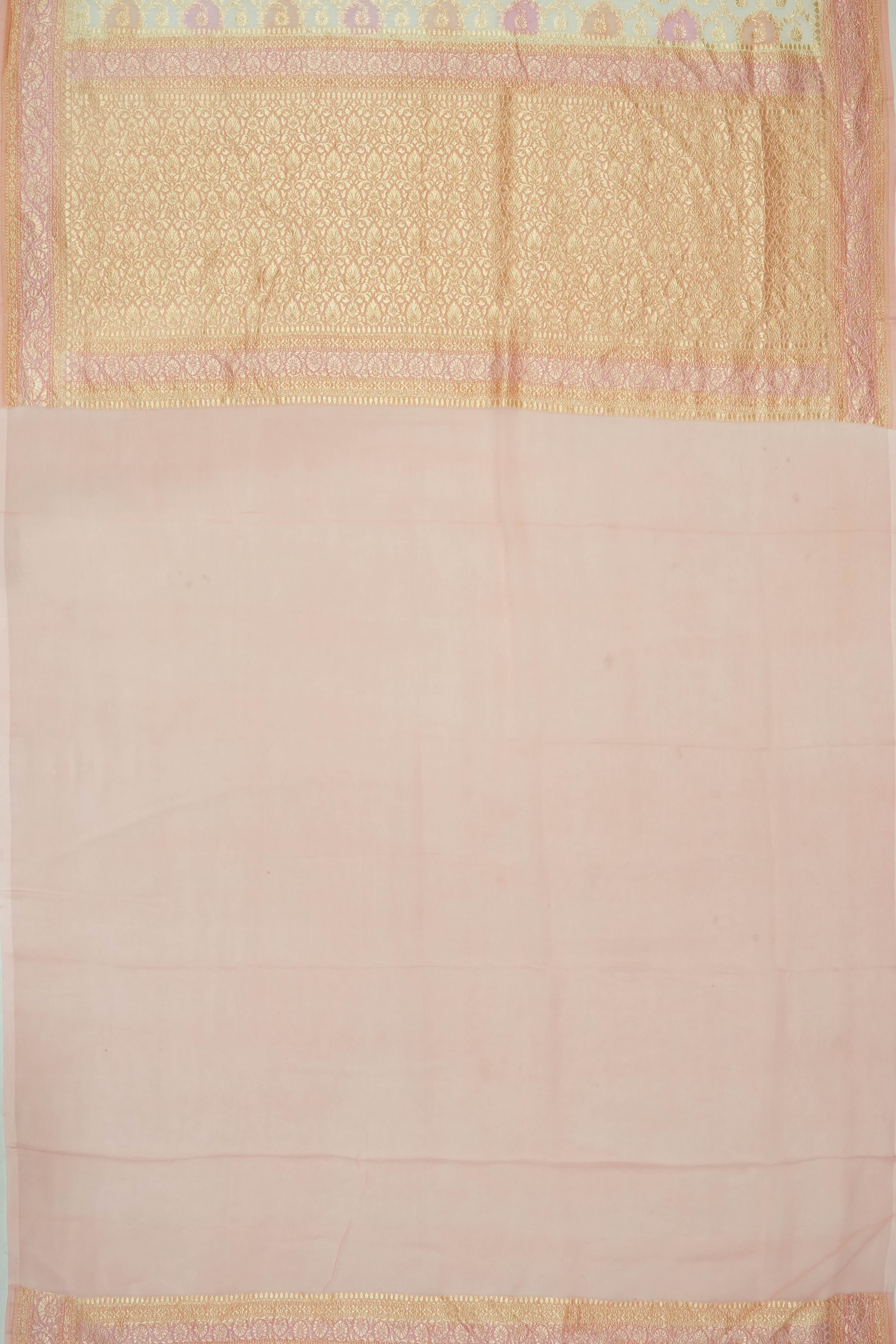Vaanya Banaras Georgette Brocade White Saree