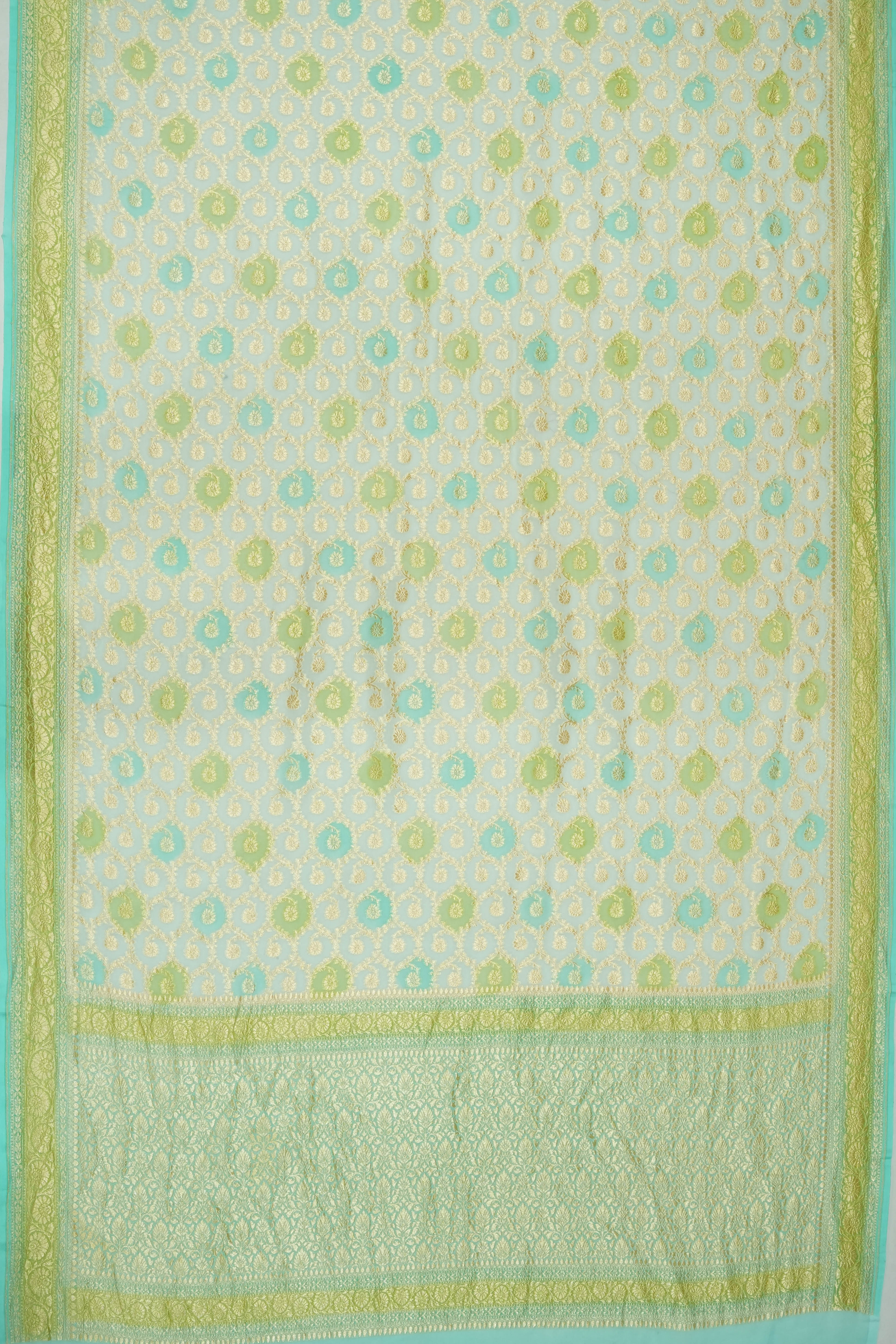 Vaanya Banaras Georgette Brocade White Saree