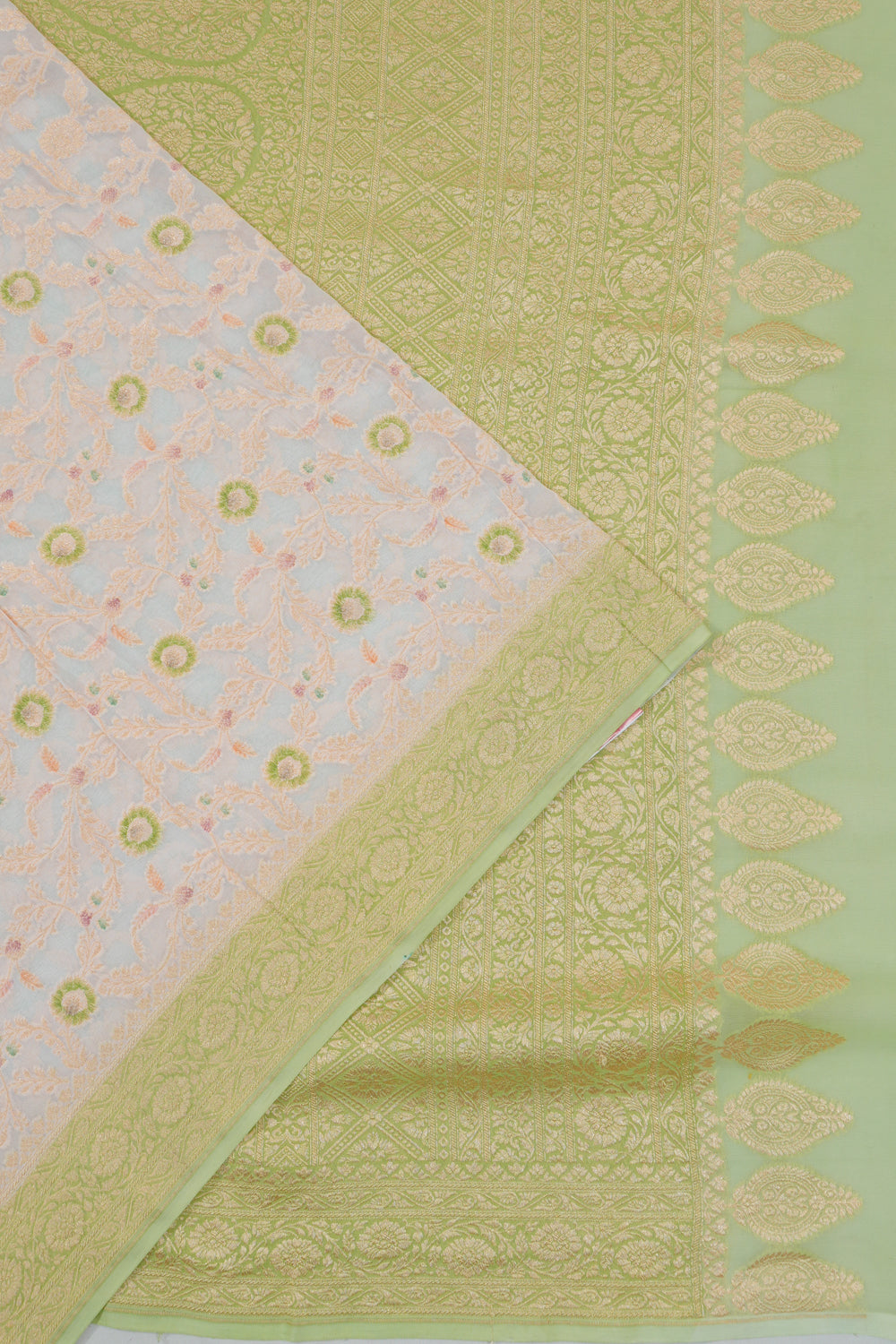 Vaanya Banaras Georgette Brocade Pastel Blue Saree