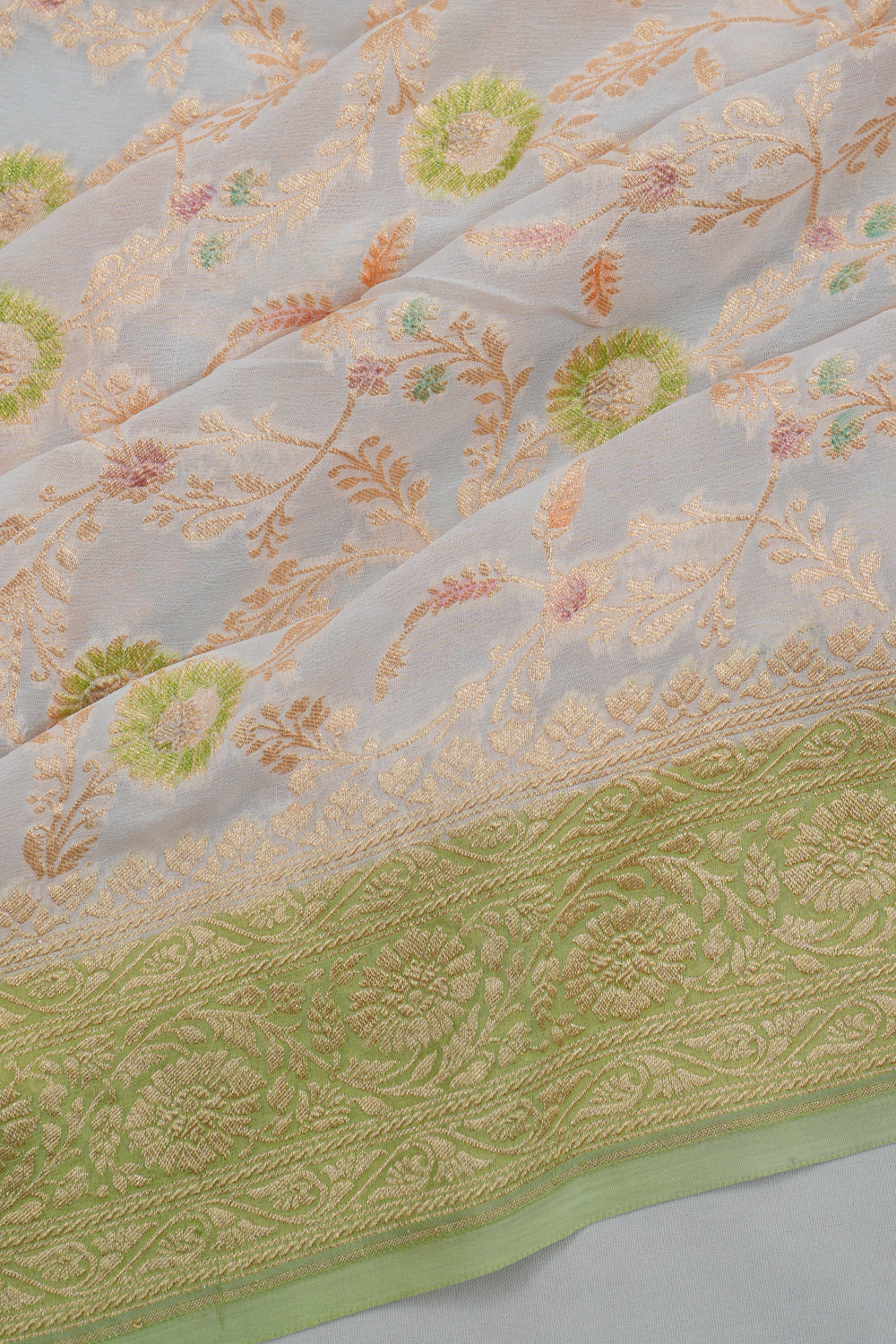 Vaanya Banaras Georgette Brocade Pastel Blue Saree