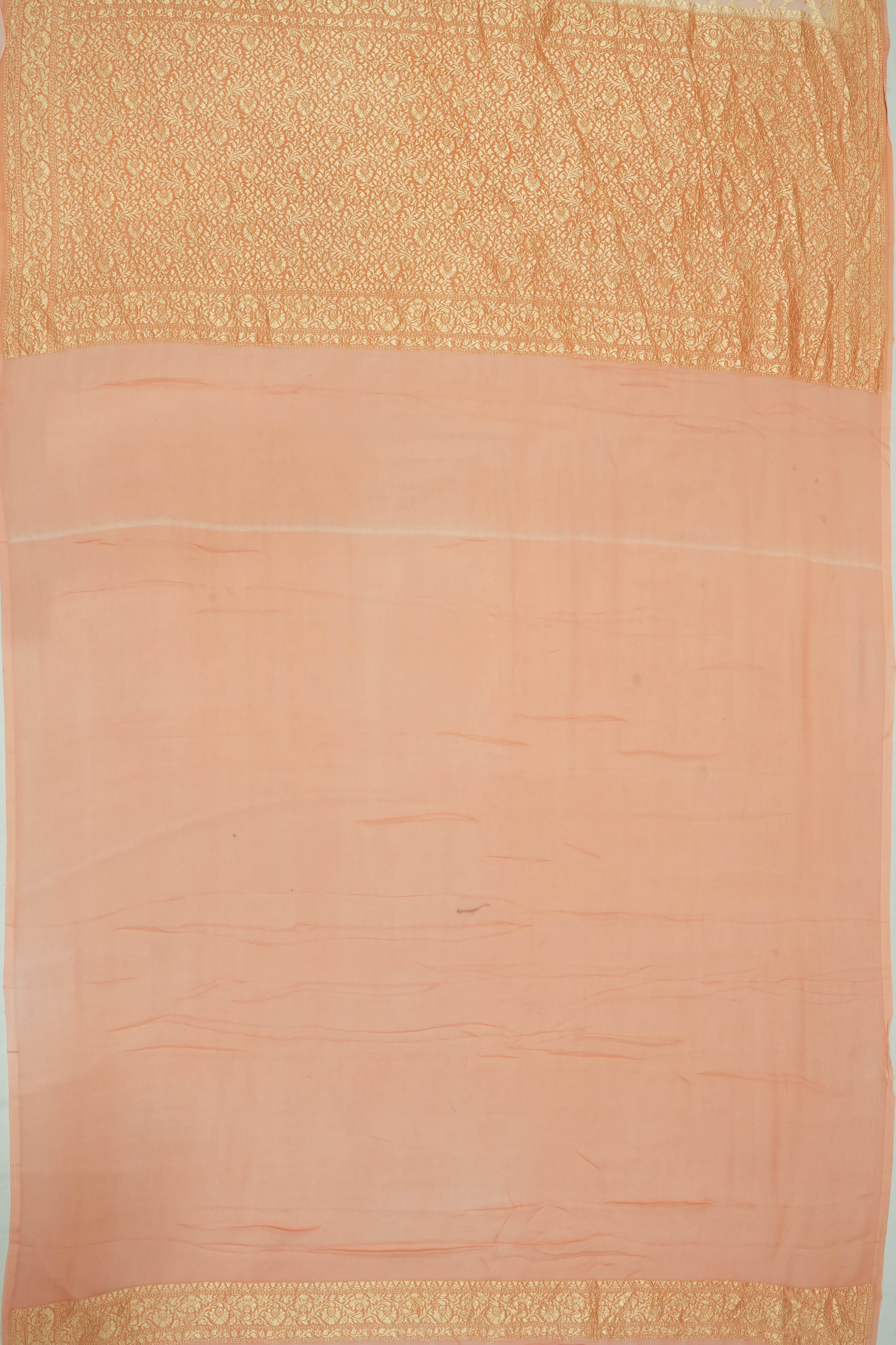 Vaanya Banaras Georgette Brocade Peach Saree