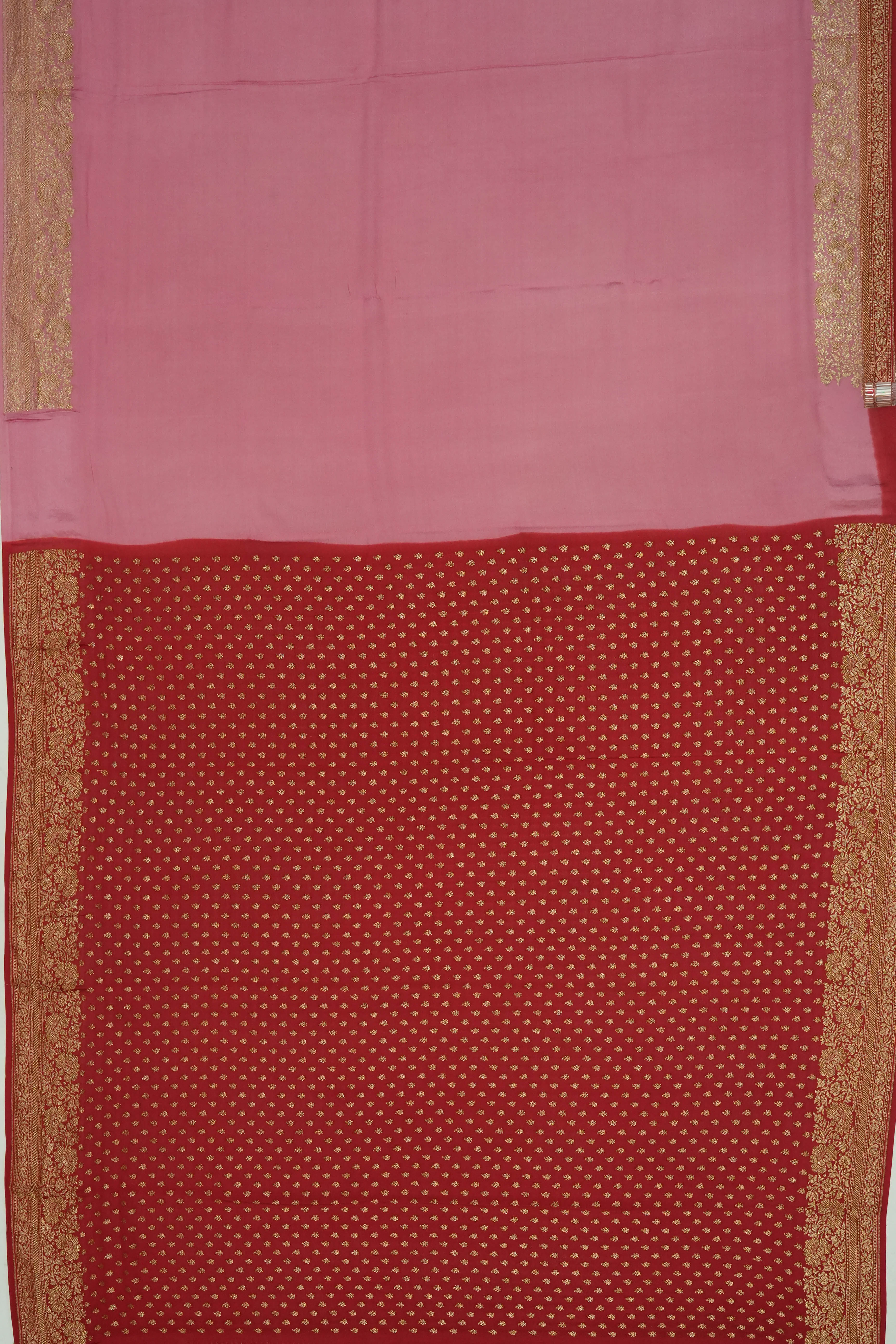 Vaanya Banaras Georgette Brocade Pink Saree