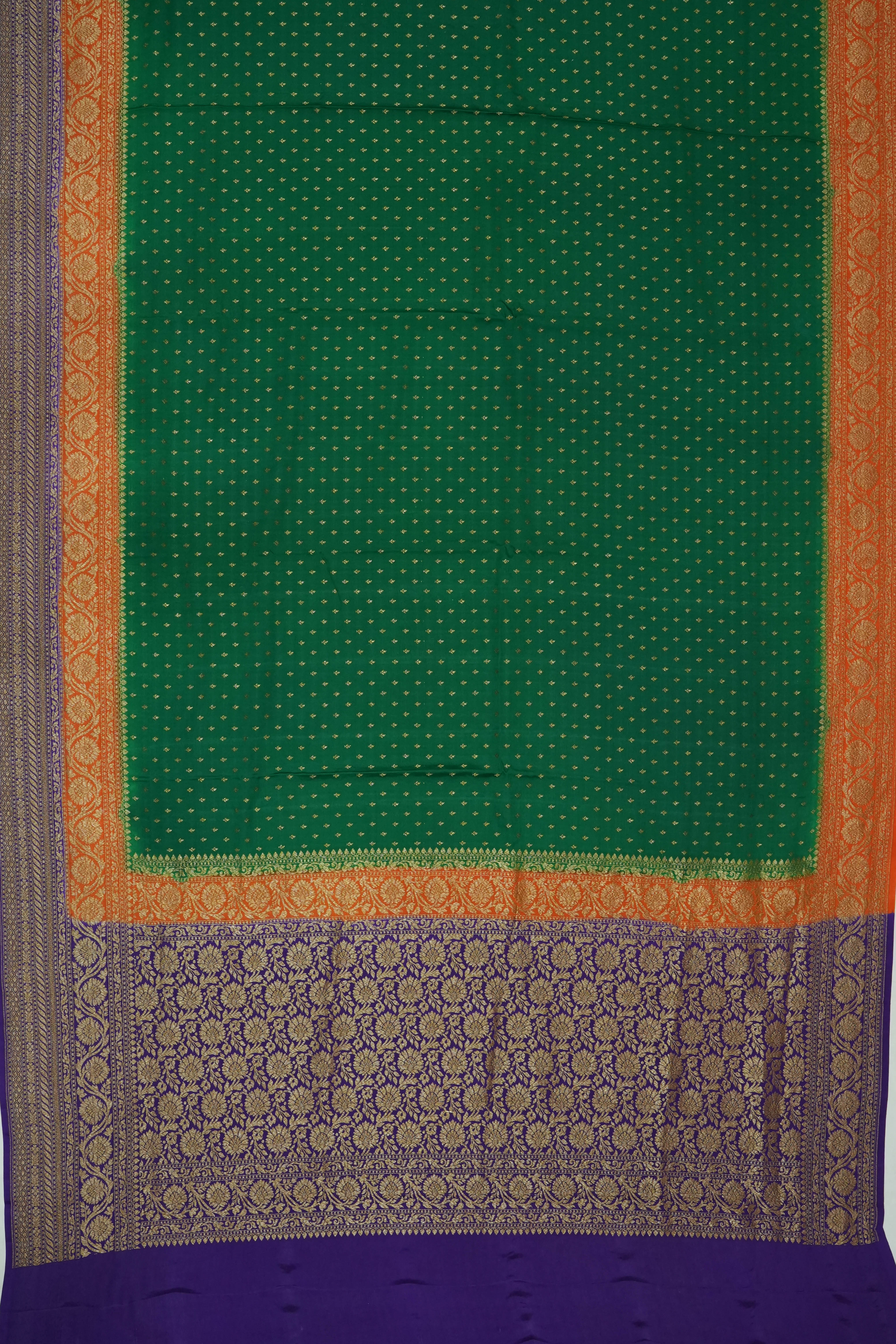 Vaanya Banaras Georgette Brocade Green Saree