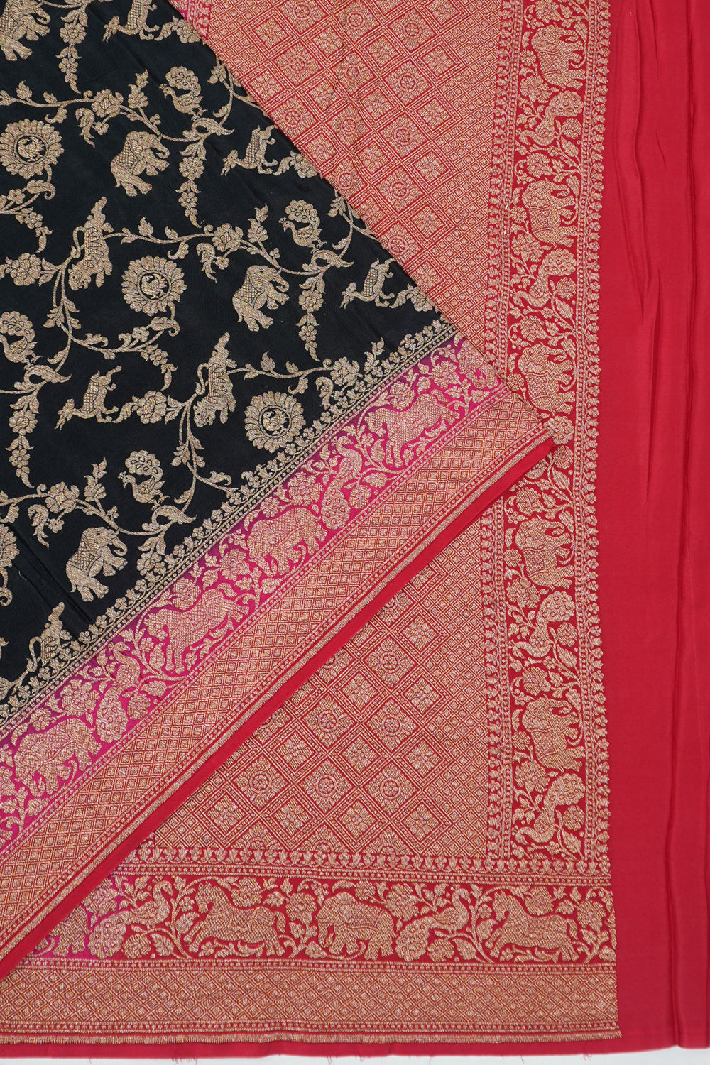 Vaanya Banaras Georgette Brocade Black Saree