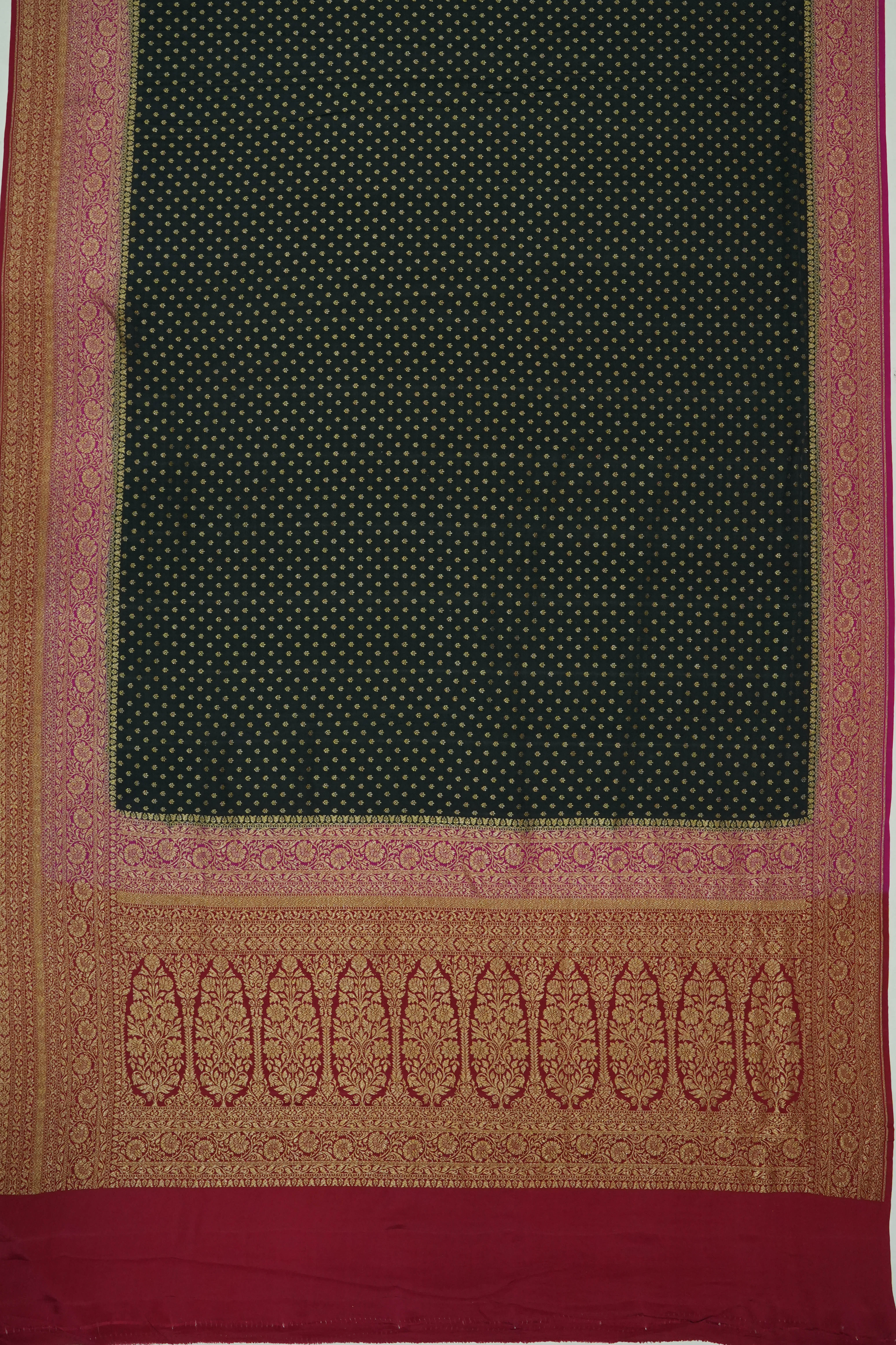 Vaanya Banaras Georgette Brocade Black Saree