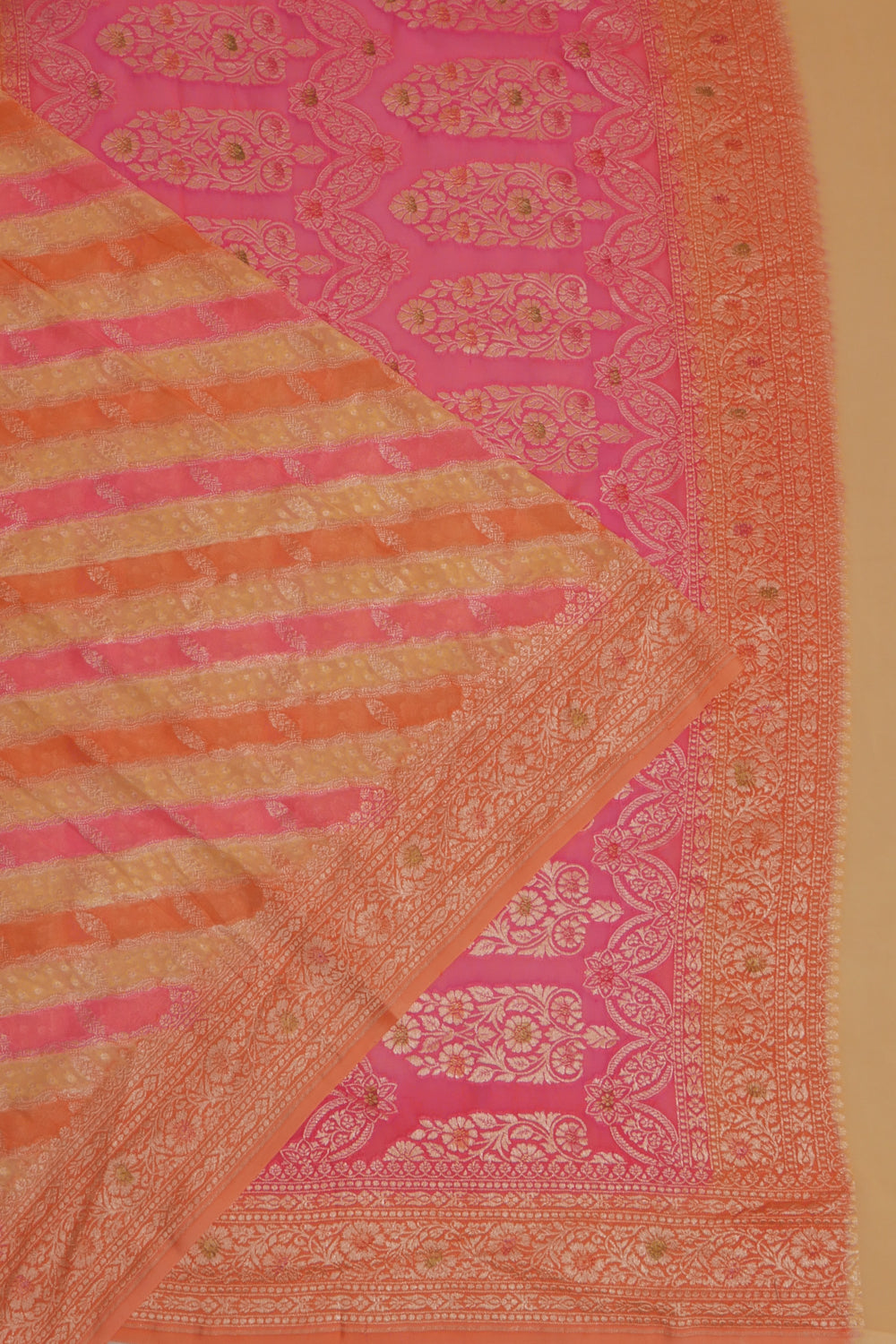 Vaanya Banaras Georgette Brocade Multicolor Saree