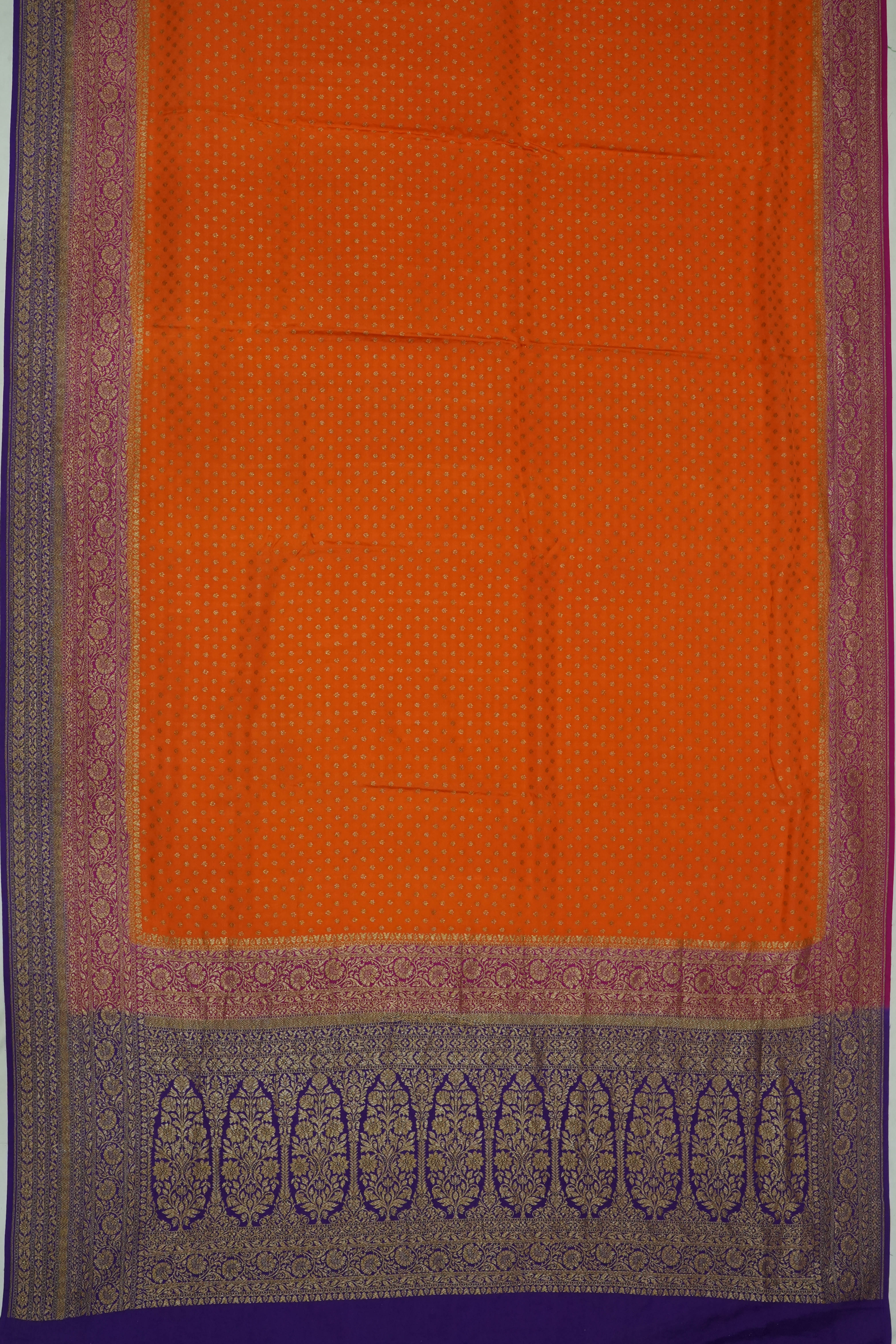 Vaanya Banaras Georgette Brocade Orange Saree