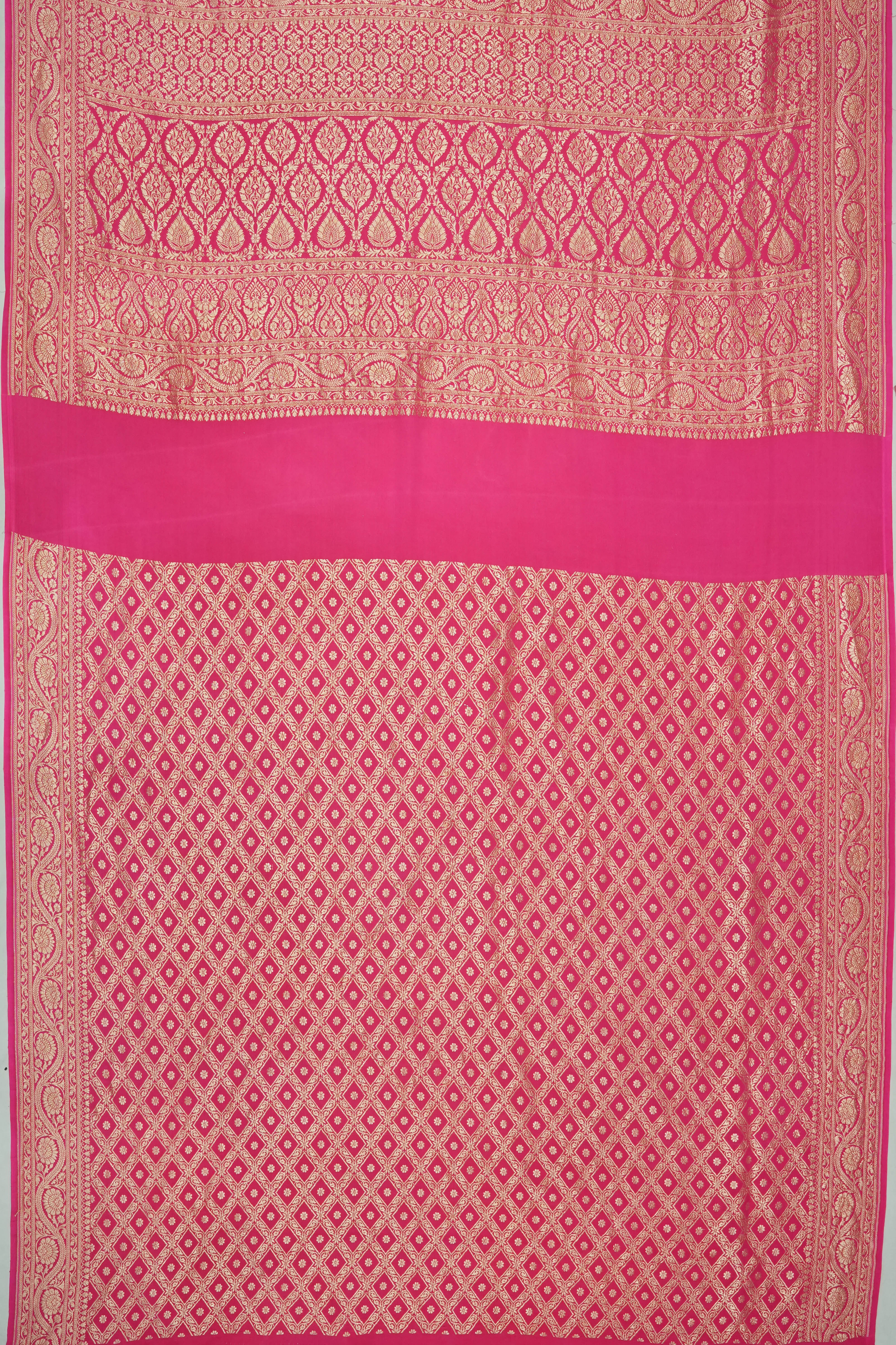 Vaanya Banaras Georgette Brocade Pink Saree