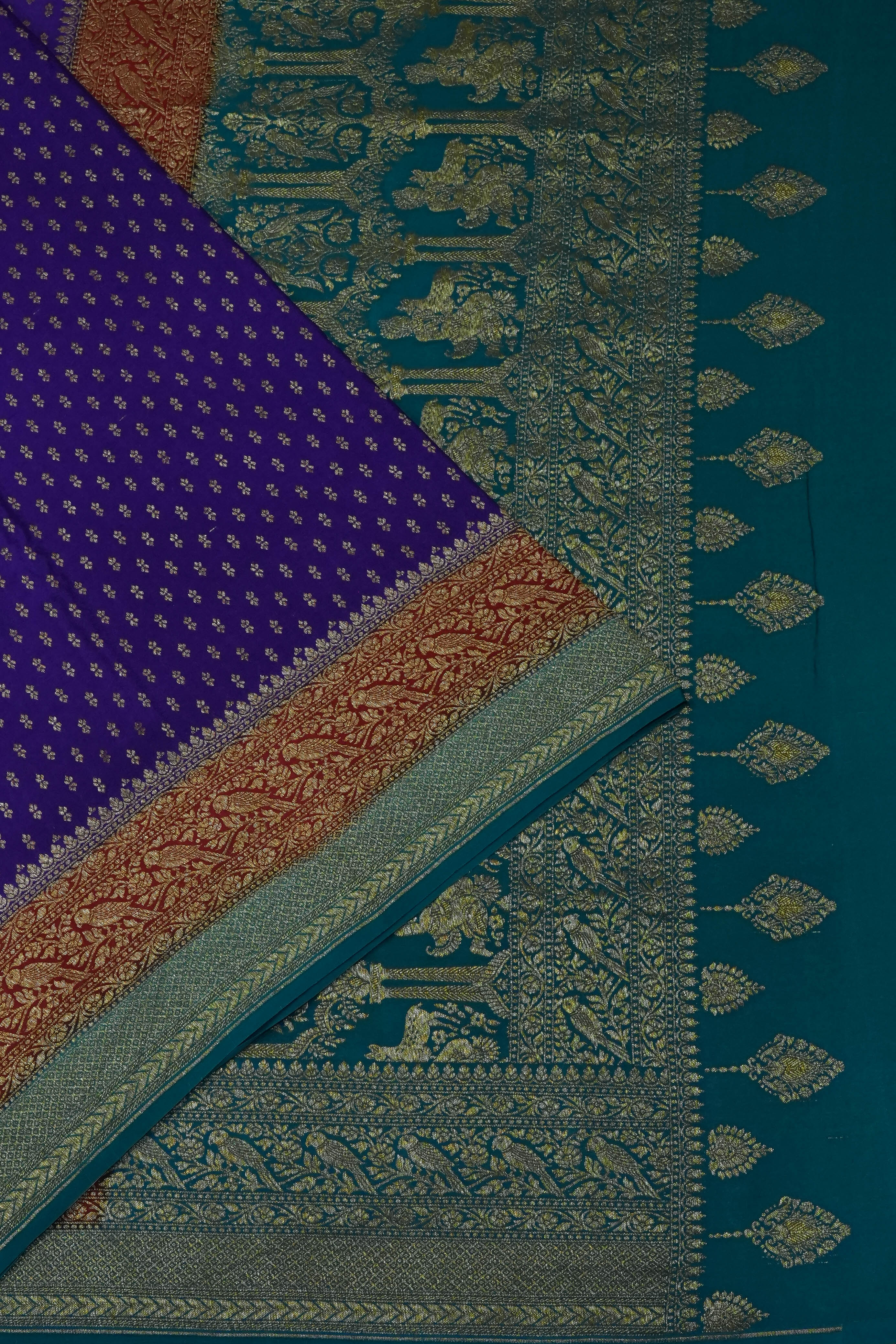 Vaanya Banaras Georgette Brocade Blue Saree