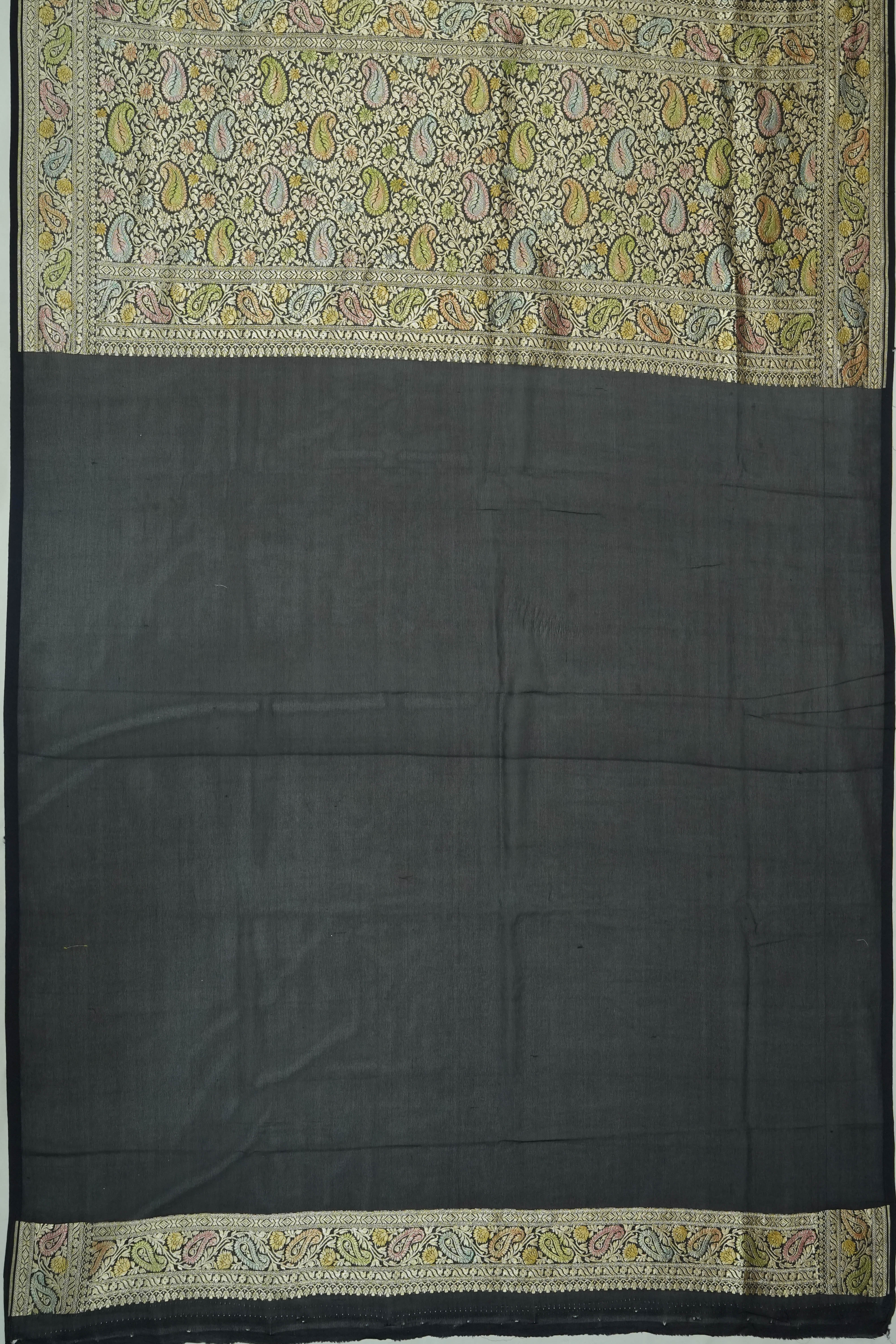 Vaanya Banaras Georgette Brocade Black Saree