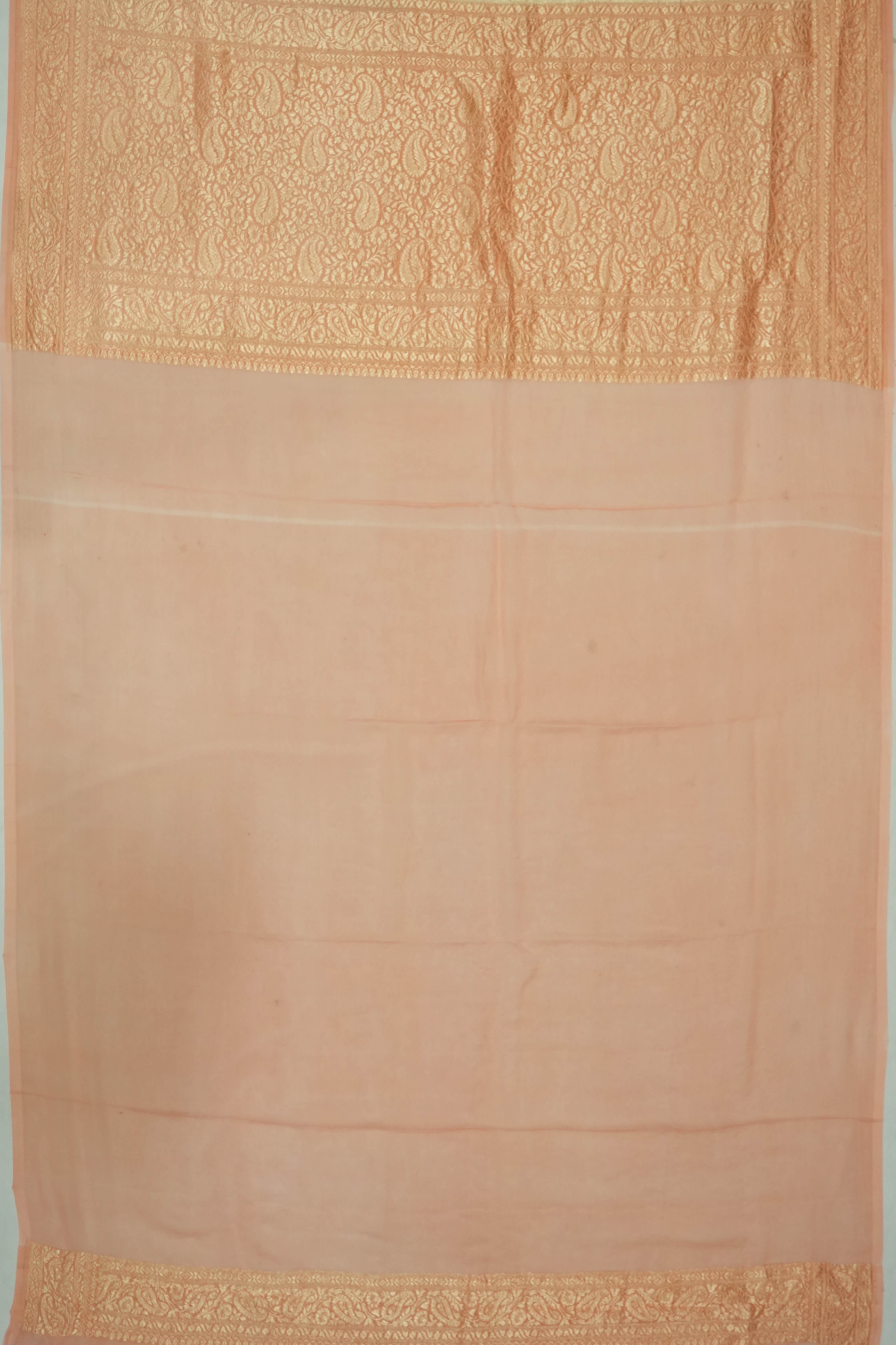 Vaanya Banaras Georgette Brocade White Saree