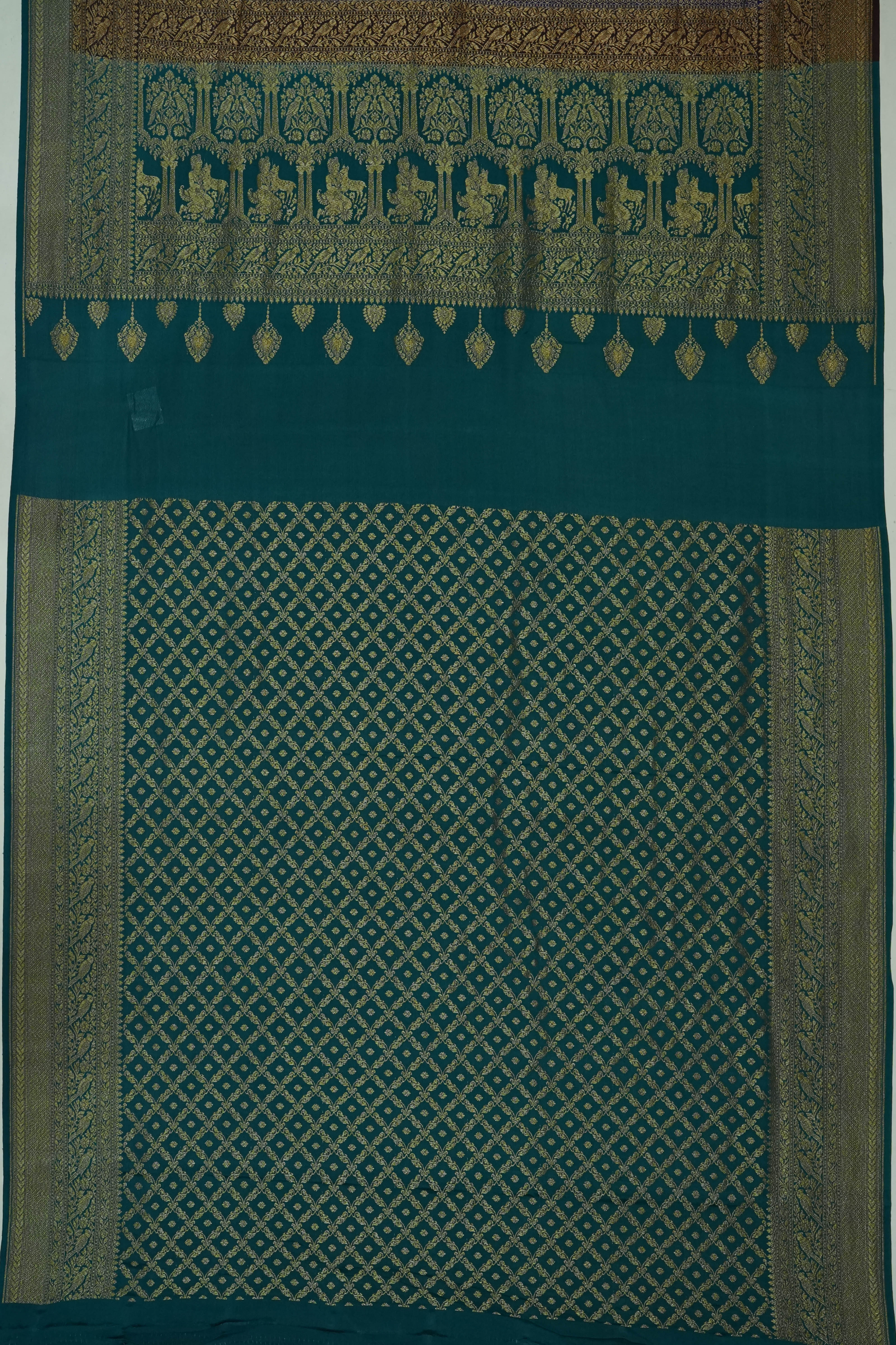 Vaanya Banaras Georgette Brocade Blue Saree
