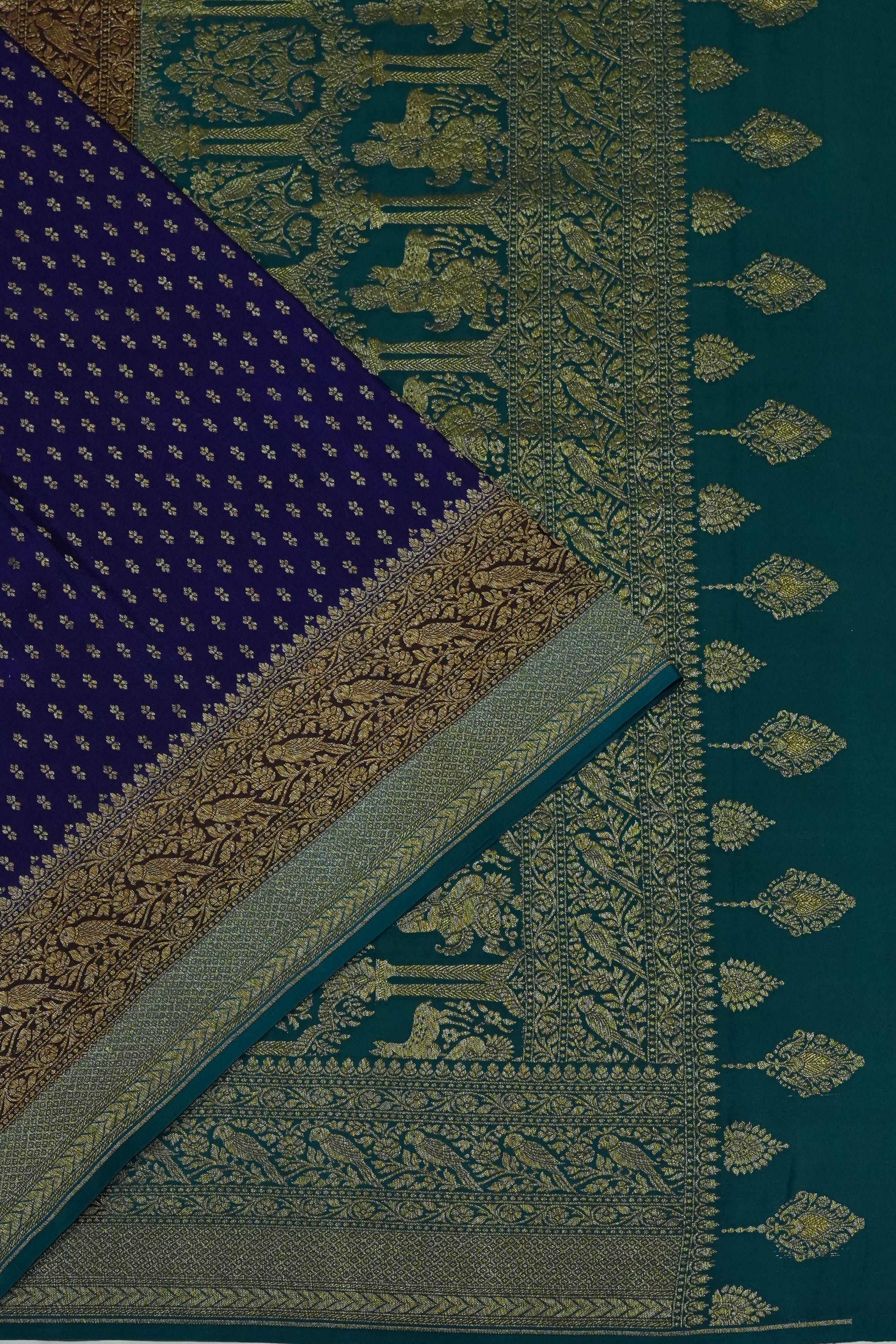 Vaanya Banaras Georgette Brocade Blue Saree
