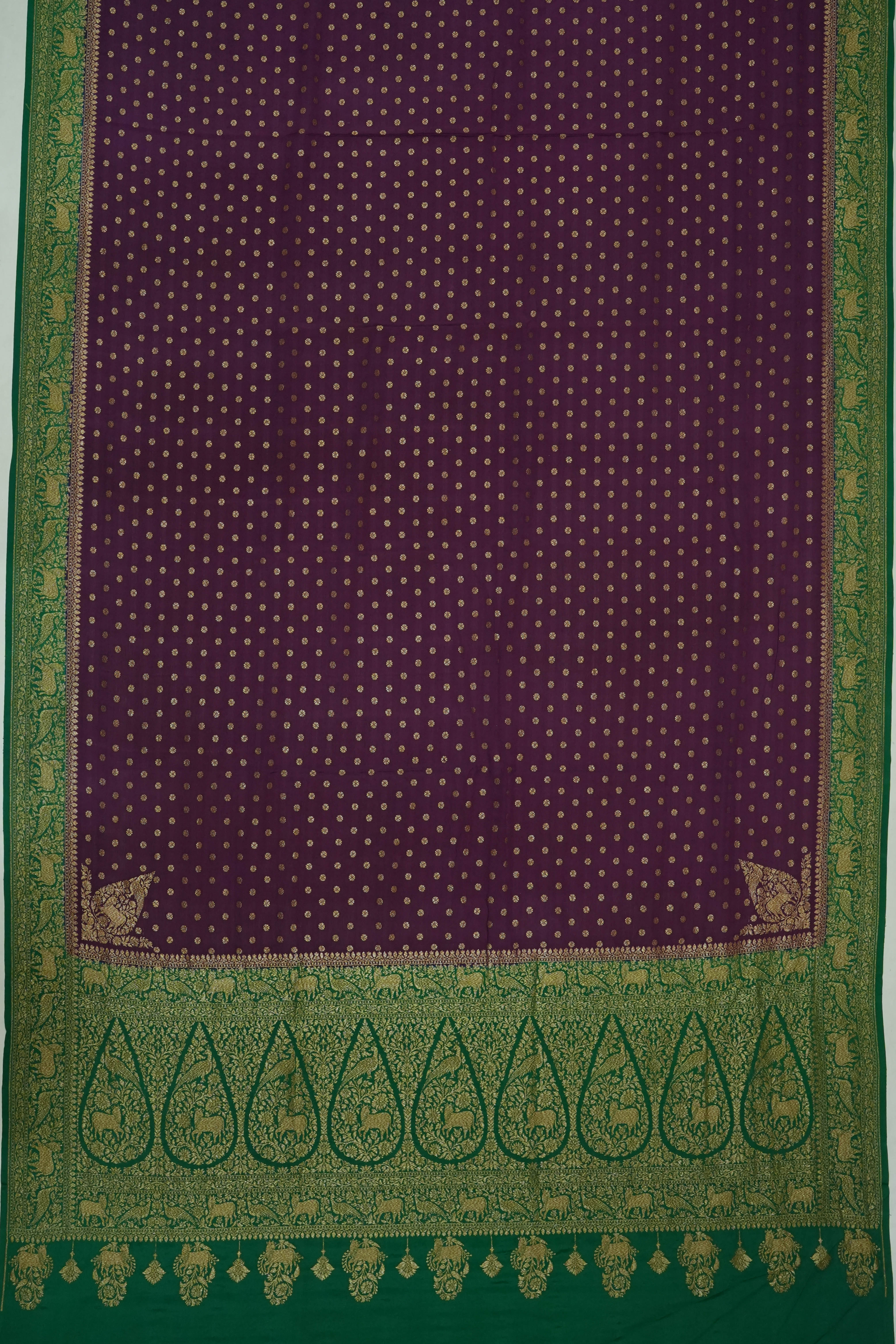 Vaanya Banaras Georgette Brocade Violet Saree