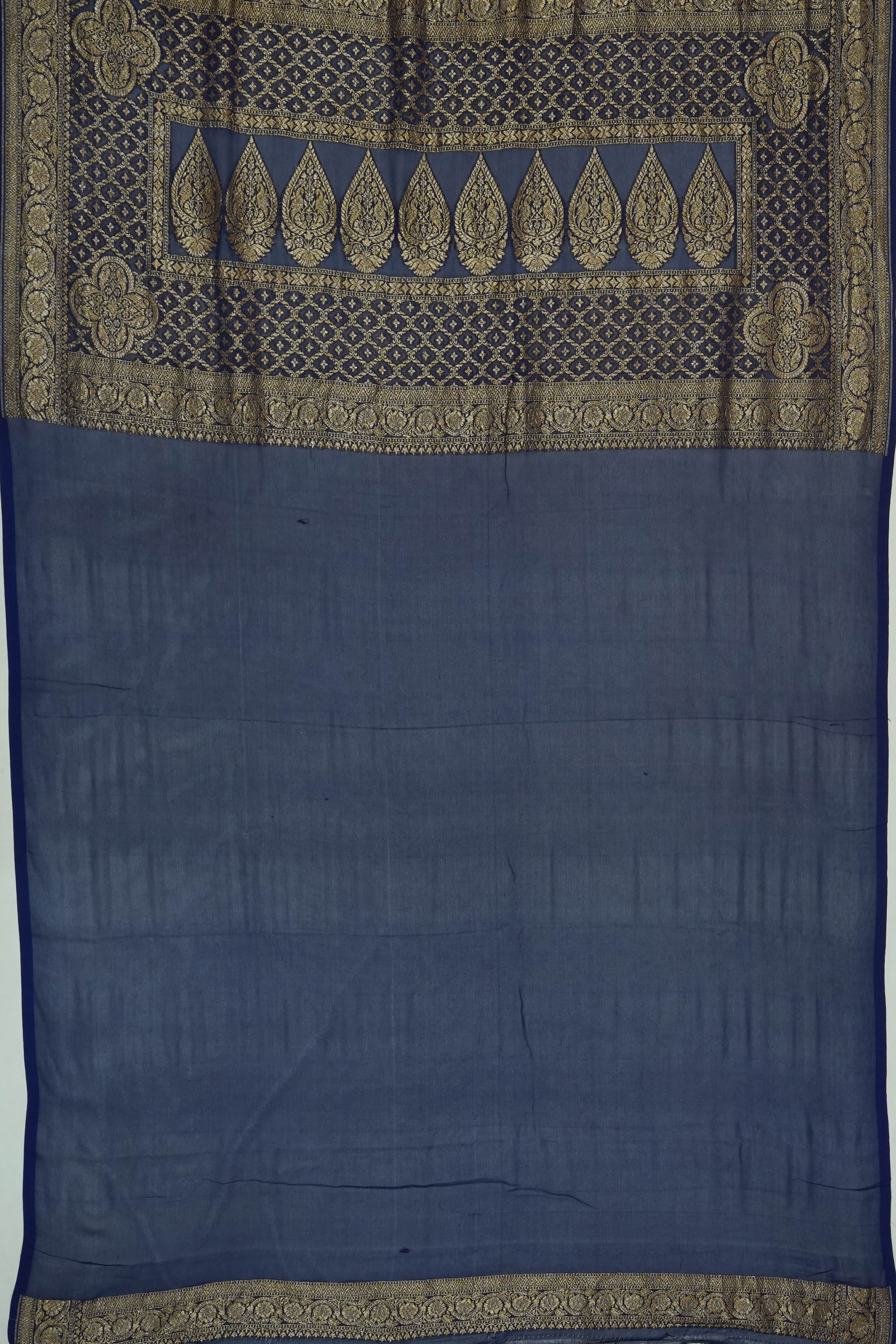 Vaanya Banaras Georgette Brocade Blue Saree