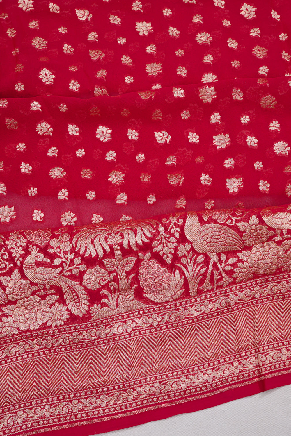 Vaanya Banaras Georgette Brocade Red Saree