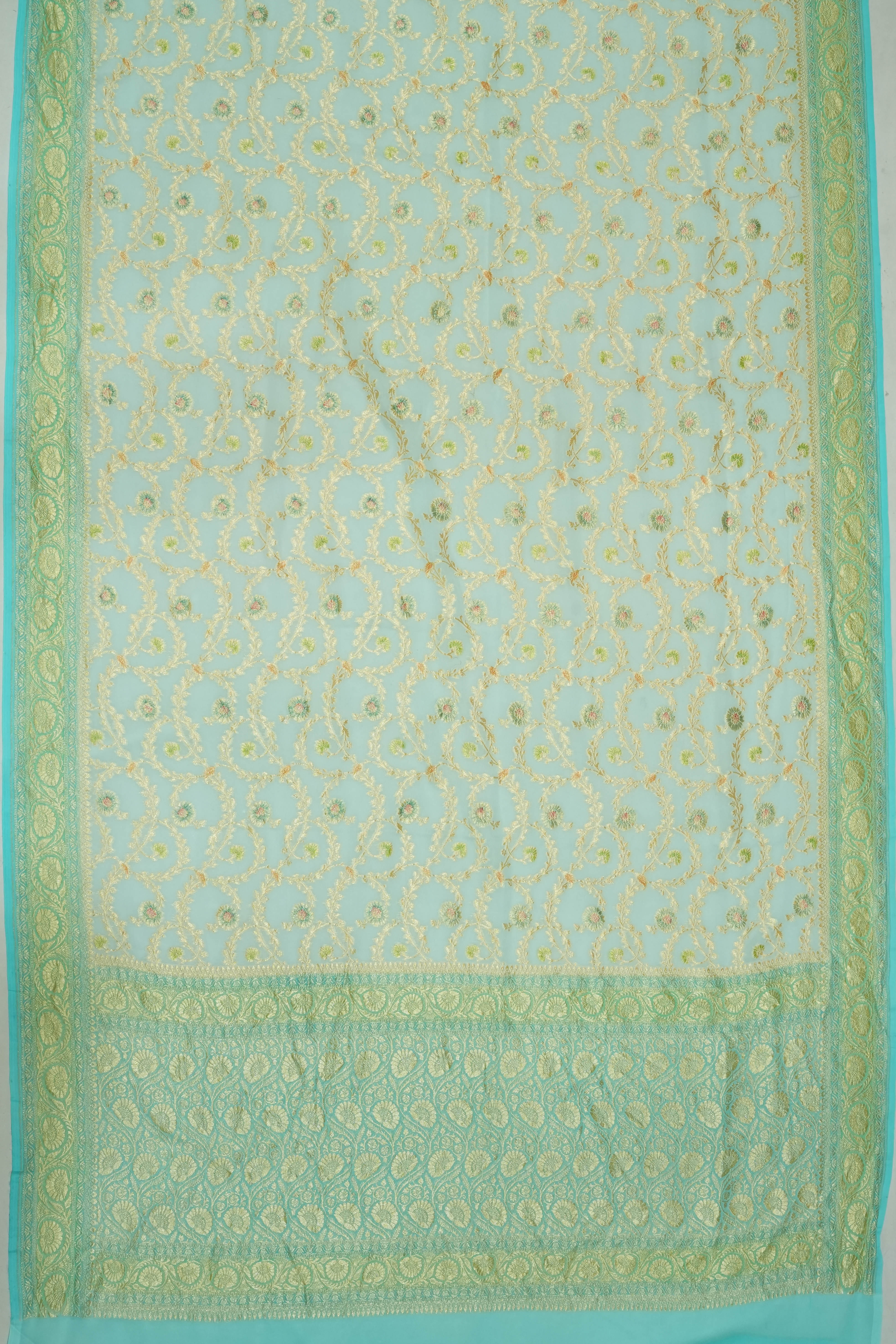 Vaanya Banaras Georgette Brocade Blue Saree