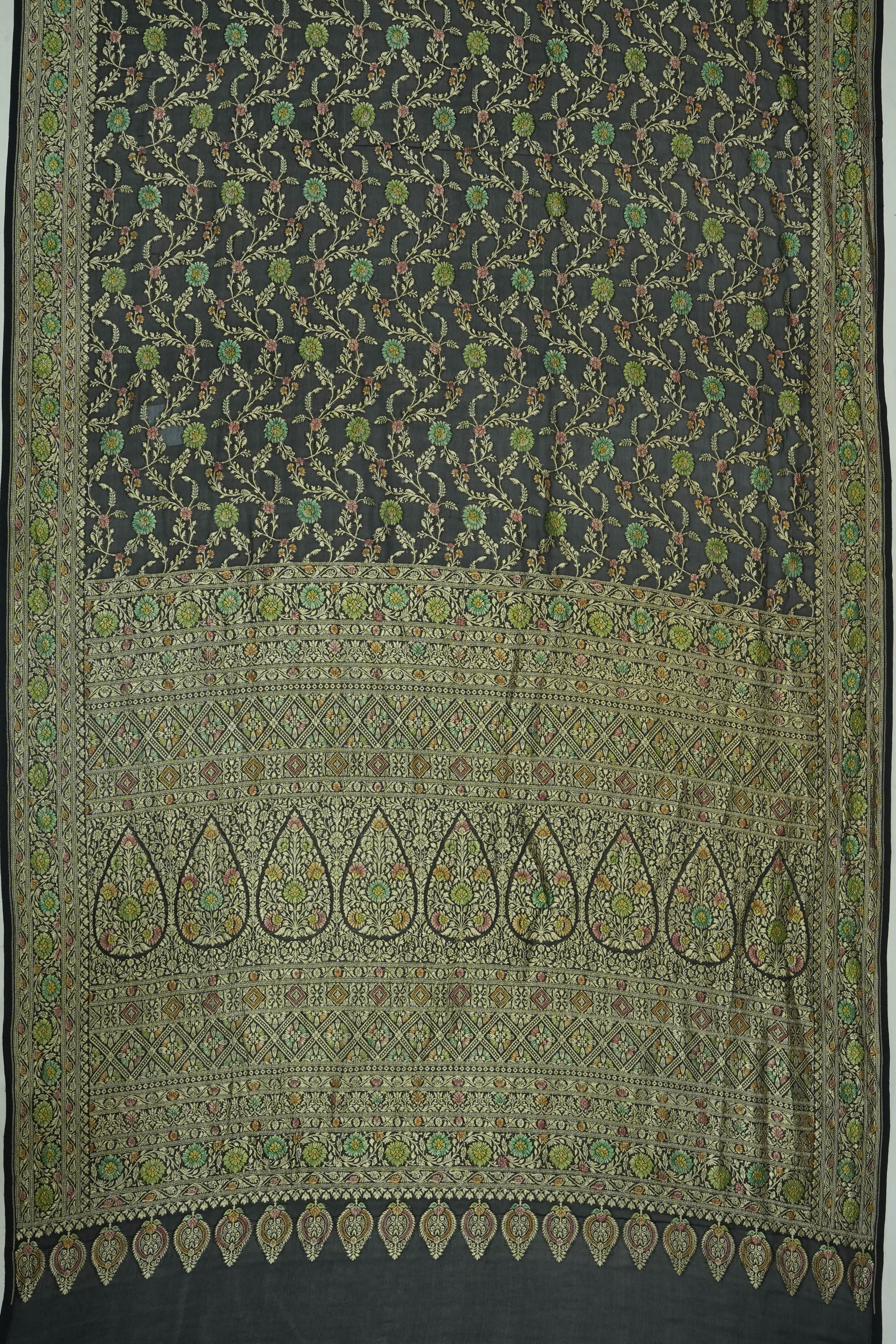 Vaanya Banaras Georgette Brocade Black Saree