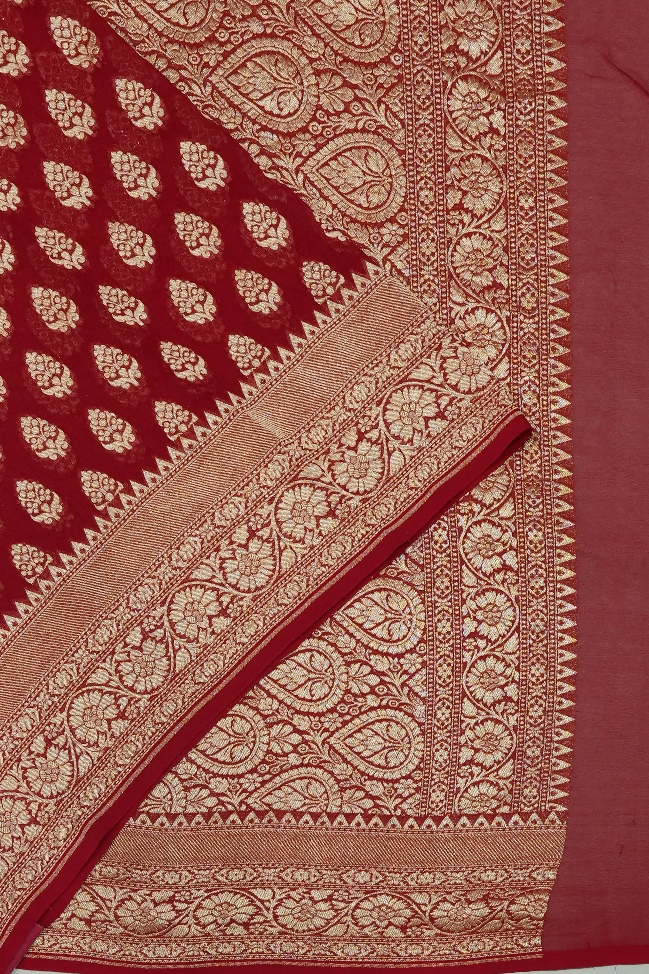 Vaanya Banaras Georgette Brocade Maroon Saree