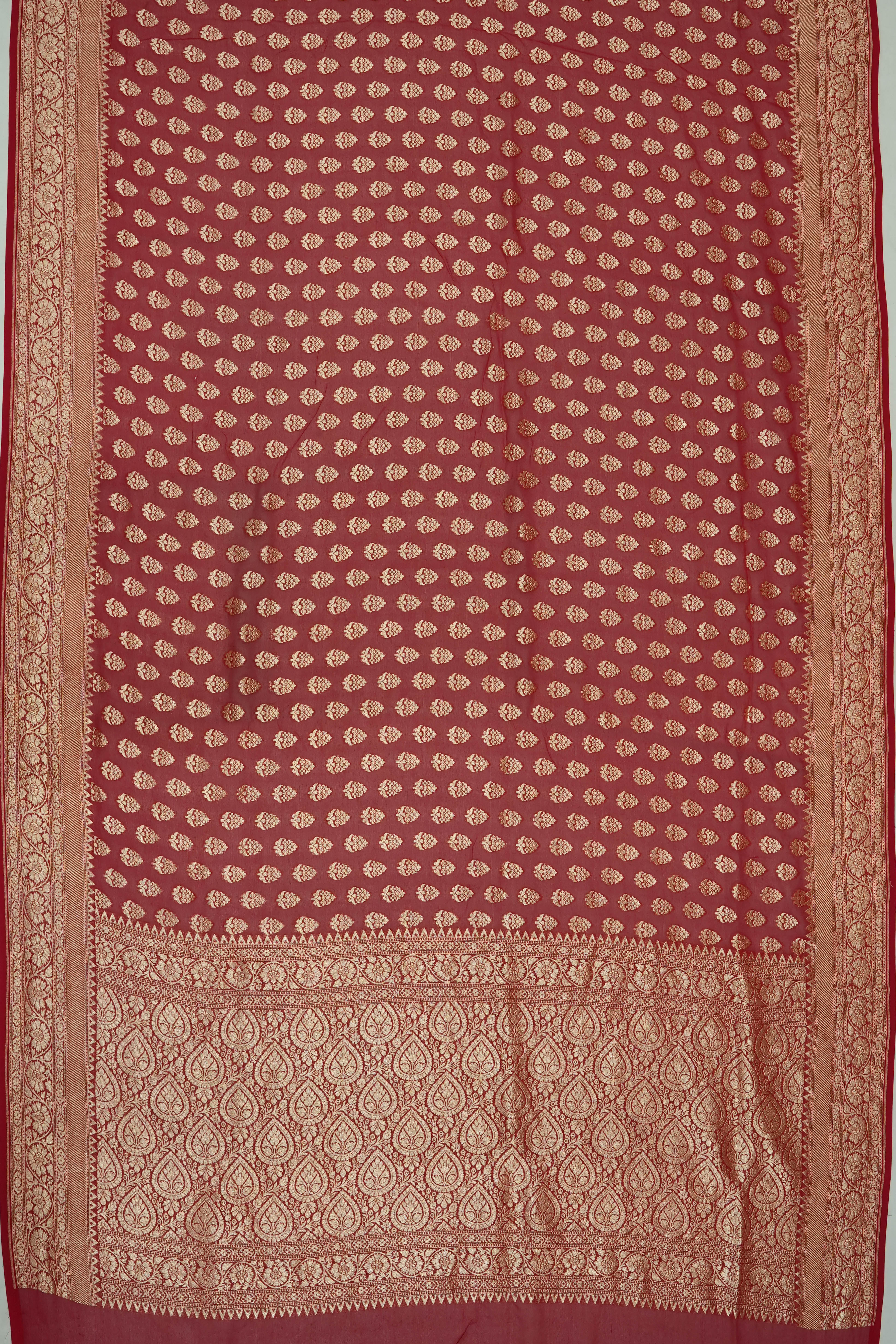 Vaanya Banaras Georgette Brocade Maroon Saree