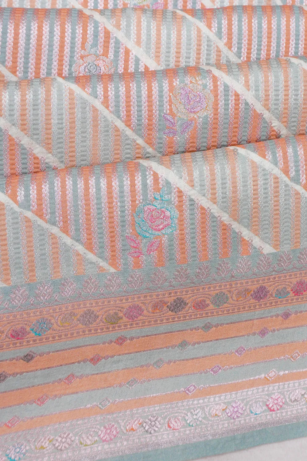 Vaanya Banaras Silk Brocade Peach Saree