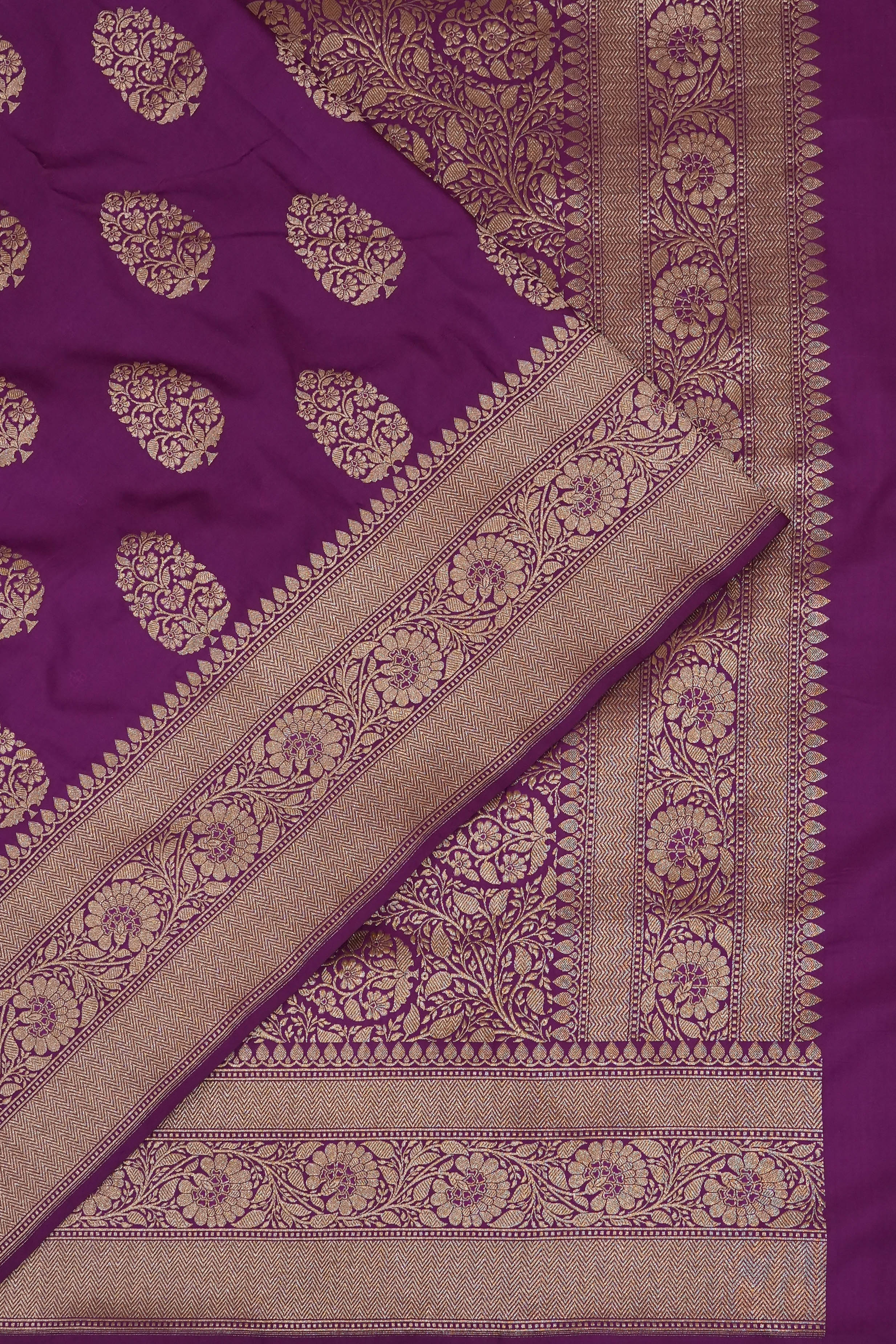 Vaanya Banaras Georgette Brocade Purple Saree