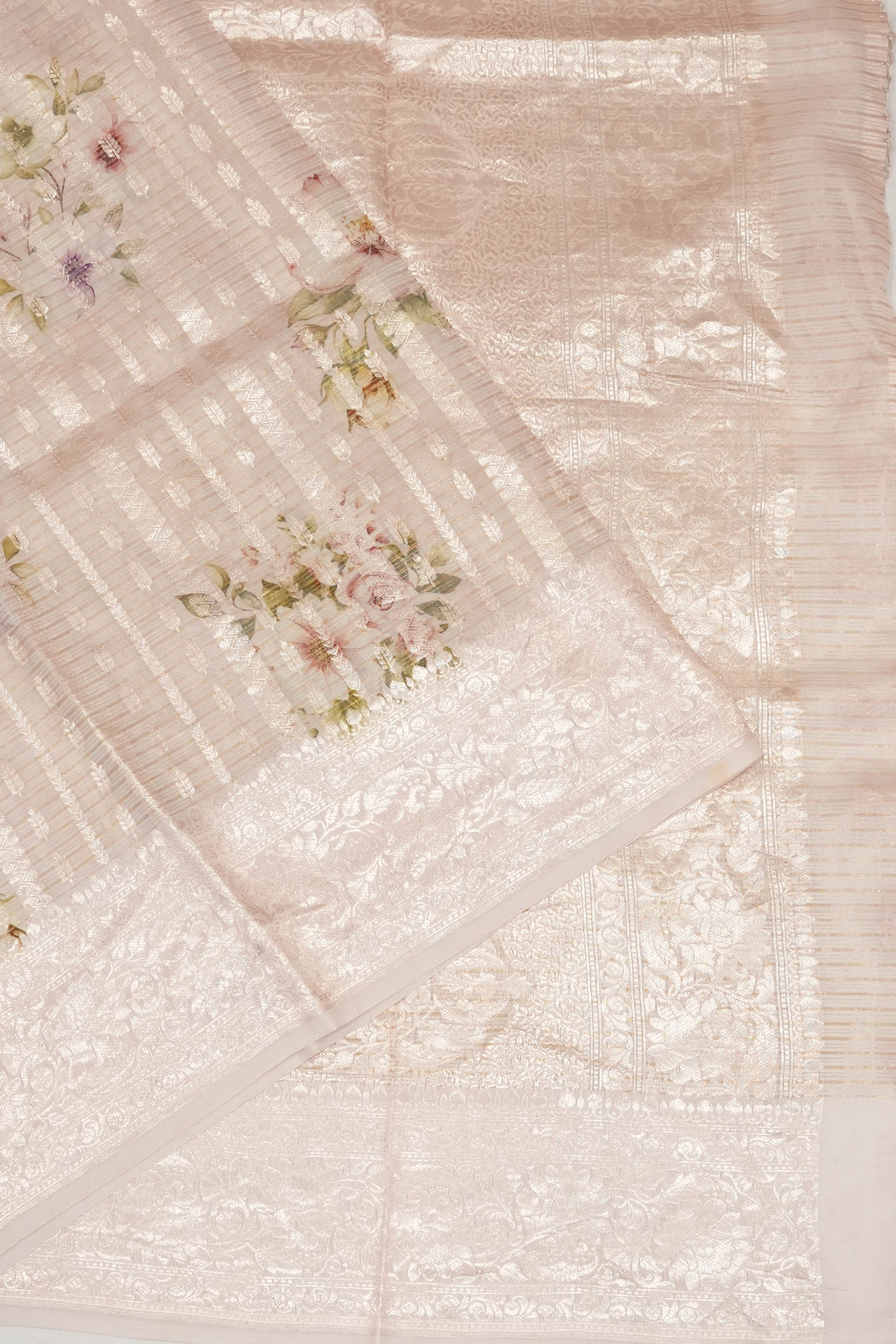 Organza Brocade Pink Saree
