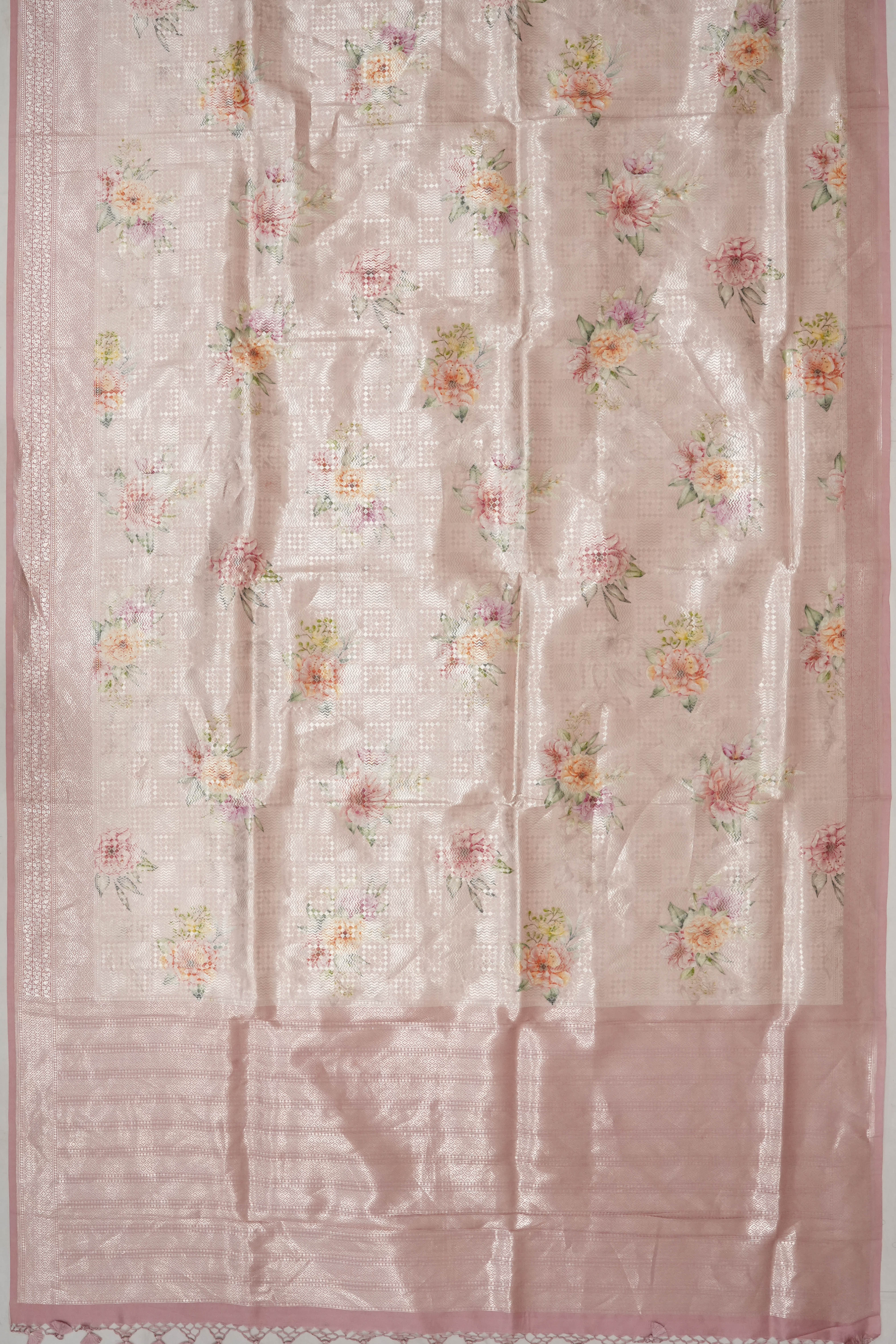 Vaanya Banaras Silk Brocade Pink Saree